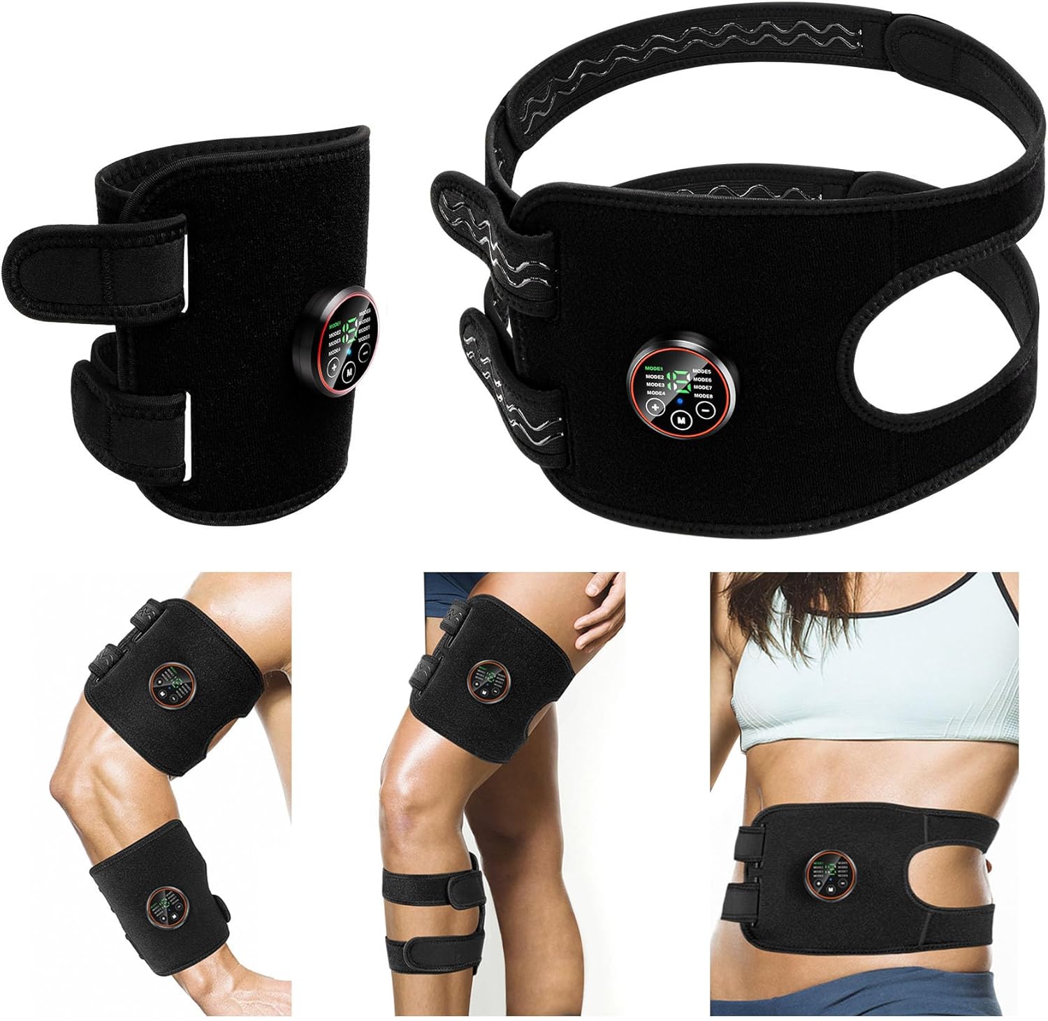 FDA Cleared ABS Stimulator Muscle Toner Flex Fitness Belt for Arm, Foot, and Waist - AB Machine for Abdominal Toning - EMS AB Electro Stimulators Body Exercise Equipment for Home and Office Workout