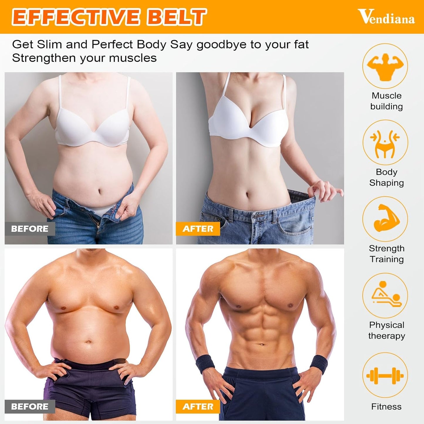 FDA Cleared ABS Stimulator Muscle Toner Flex Fitness Belt for Arm, Foot, and Waist - AB Machine for Abdominal Toning - EMS AB Electro Stimulators Body Exercise Equipment for Home and Office Workout