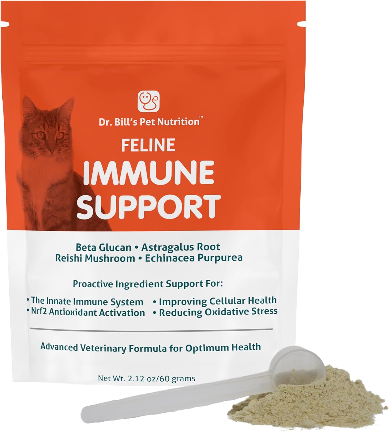 Feline Immune Support Vitamins with Colostrum, Beta Glucan, Lactoferrin, Zinc, Coenzyme Q-10, Bifidobacterium for Cats