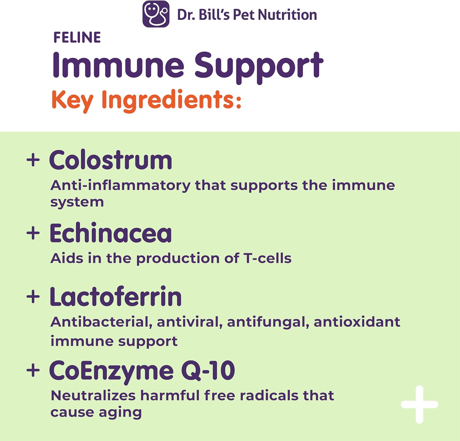 Feline Immune Support Vitamins with Colostrum, Beta Glucan, Lactoferrin, Zinc, Coenzyme Q-10, Bifidobacterium for Cats