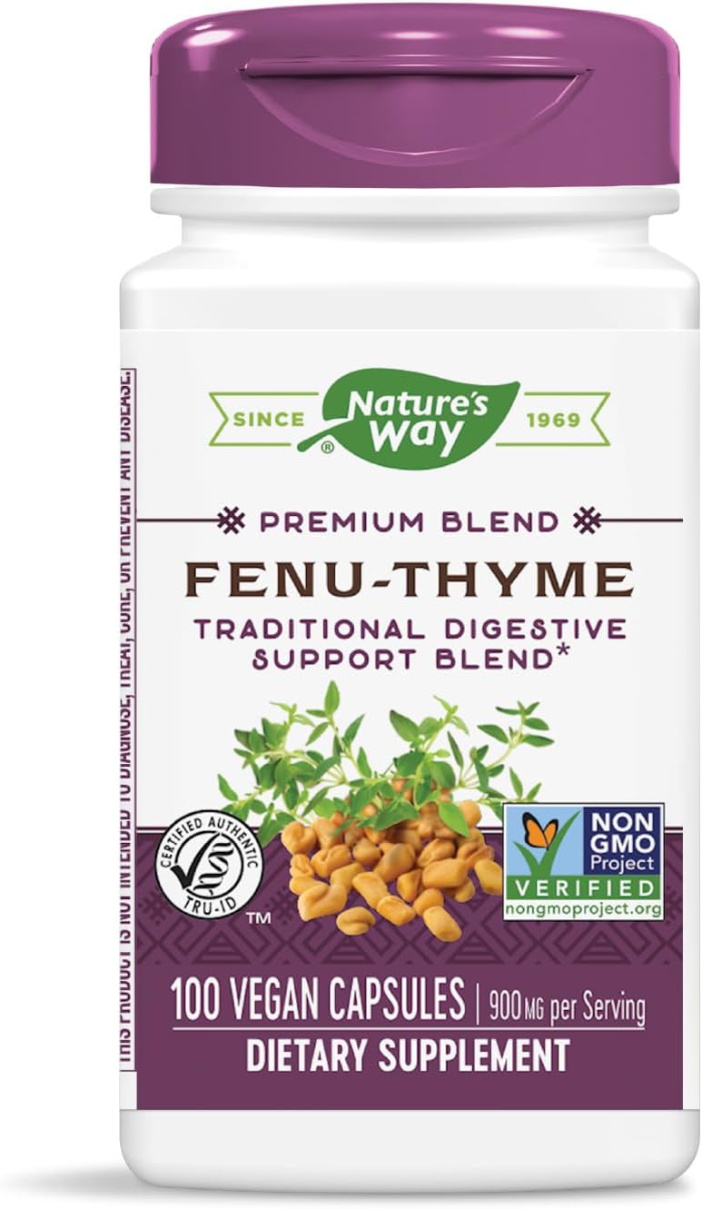 Fenu-Thyme Digestive Support Blend - 900mg Thyme & Fenugreek - Non-GMO Vegan Capsules