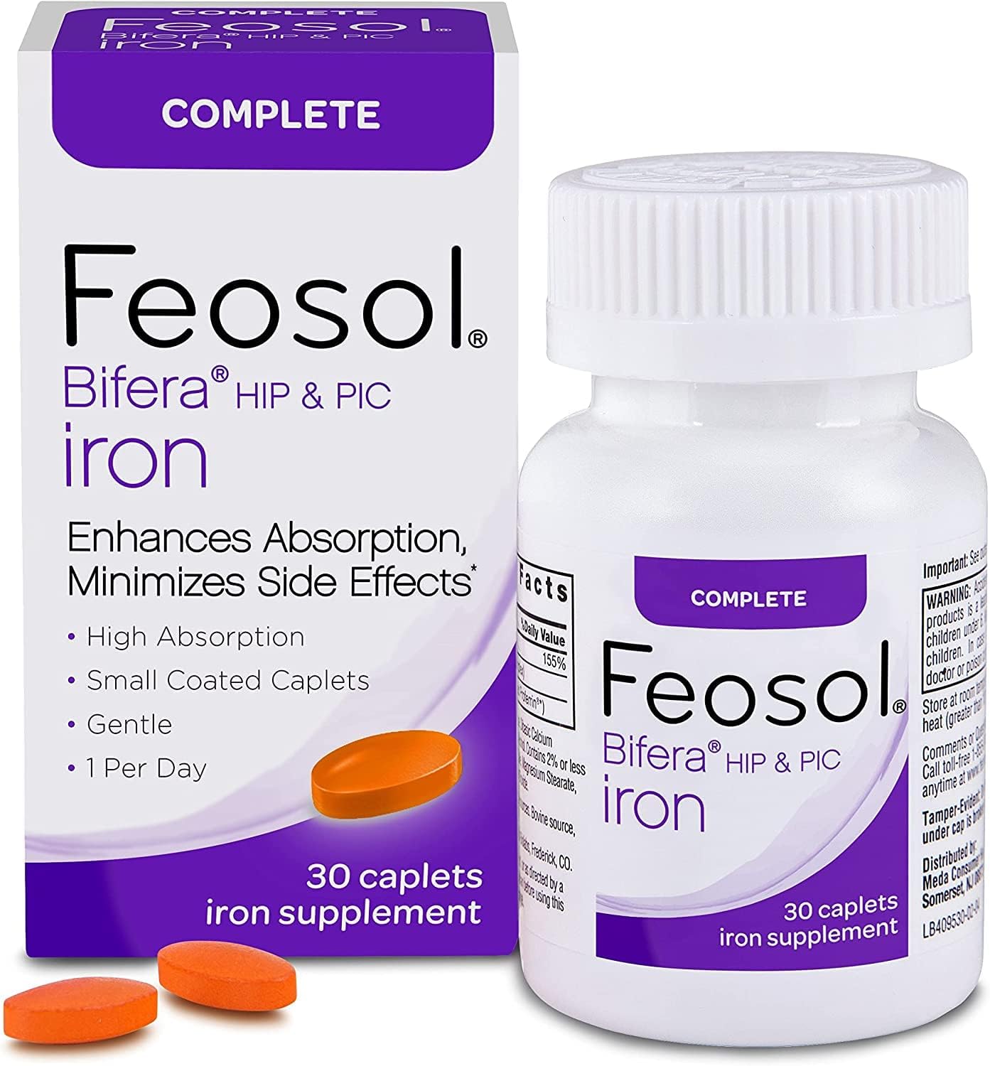 Feosol Bifera Iron Caplets Complete 30 Count - Iron Supplement by Feosol