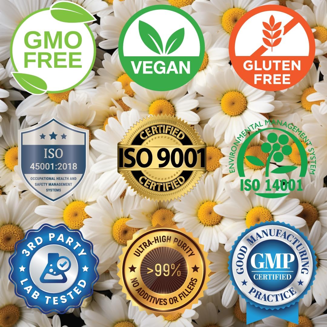 Fermented Chamomile Extract Capsules with 100mg of Apigenin - 60 Vegan Capsules (500mg)