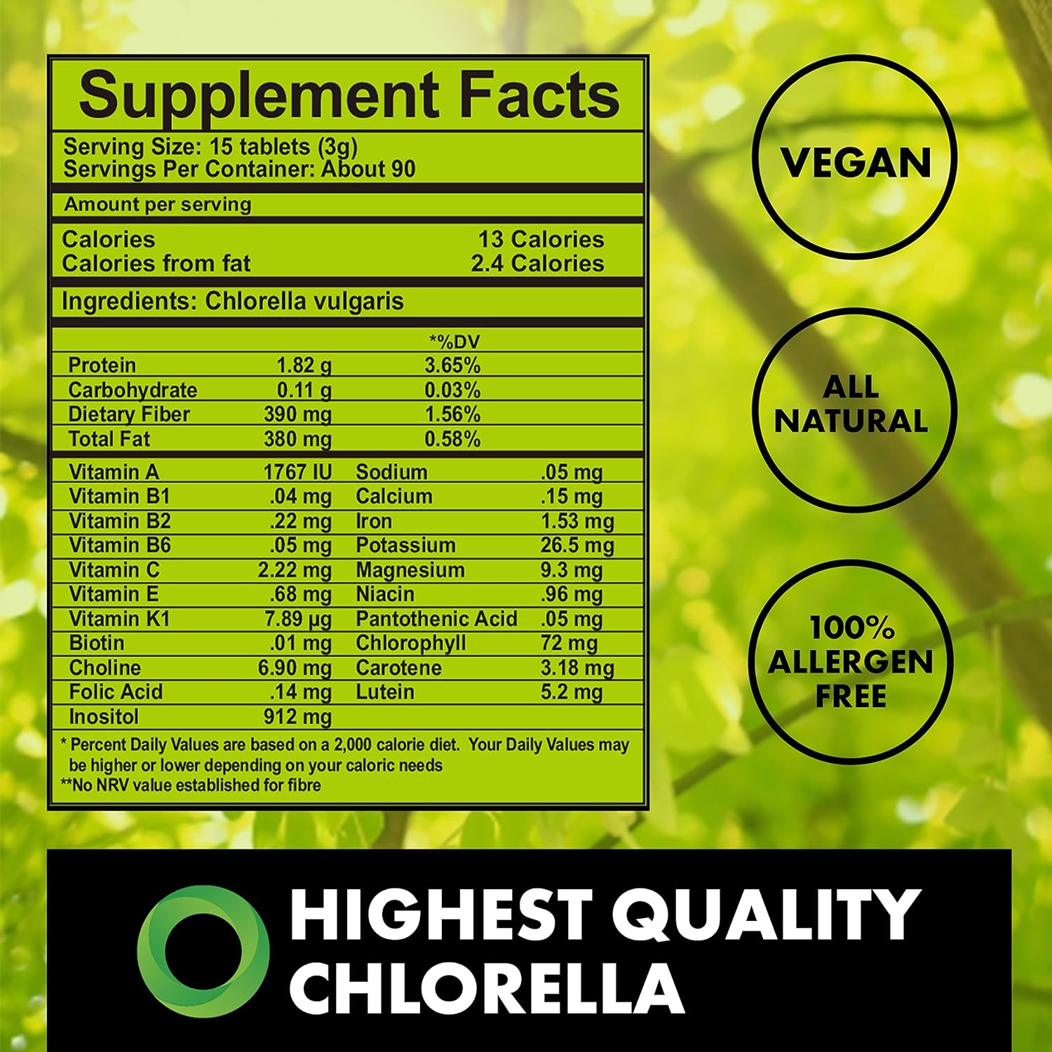 Fermented Chlorella Powder with Broken Cell Wall - 3 Month Supply | Chlorophyll Rich Supergreens | Gluten-Free Vegan Non-GMO by The Chlorella Company