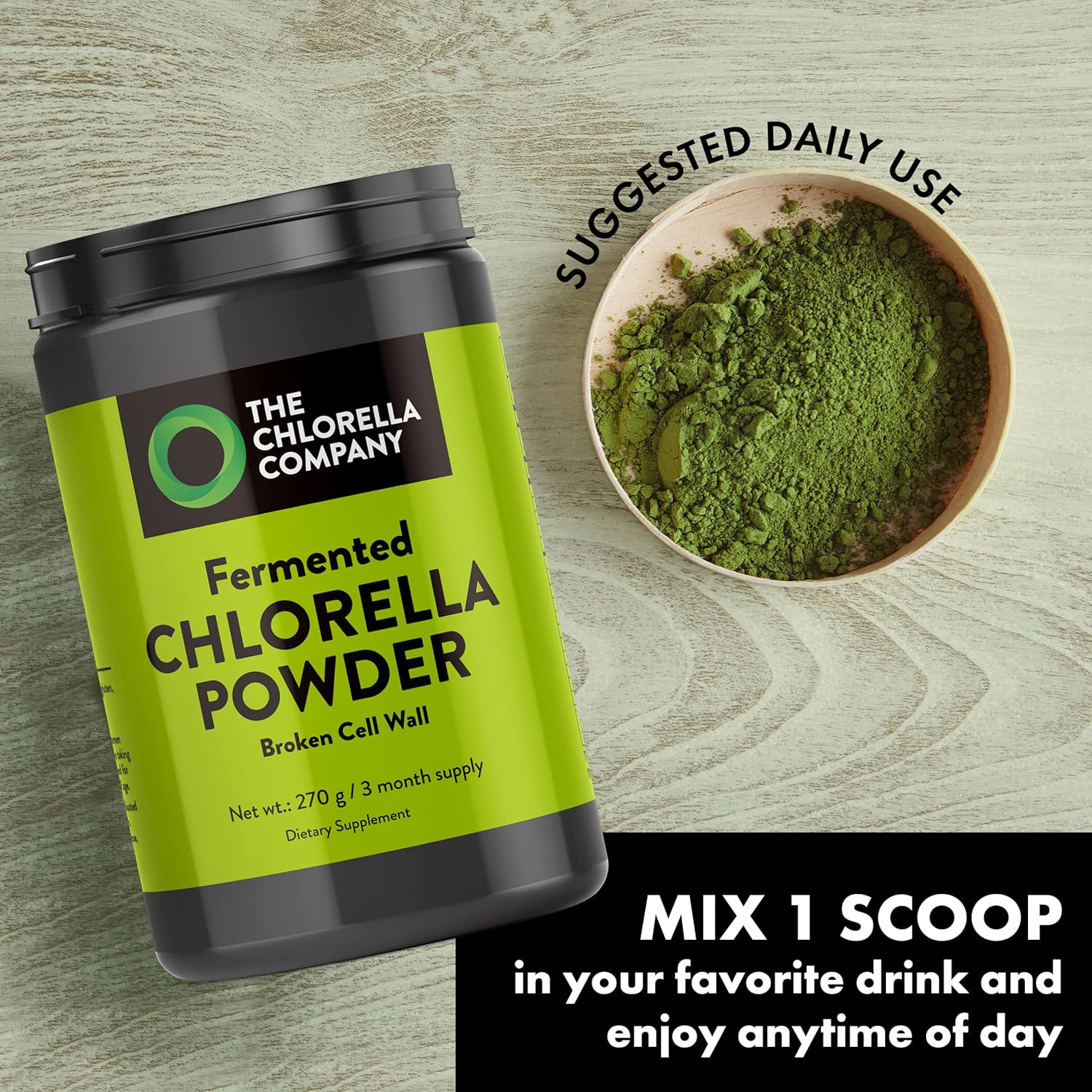 Fermented Chlorella Powder with Broken Cell Wall - 3 Month Supply | Chlorophyll Rich Supergreens | Gluten-Free Vegan Non-GMO by The Chlorella Company