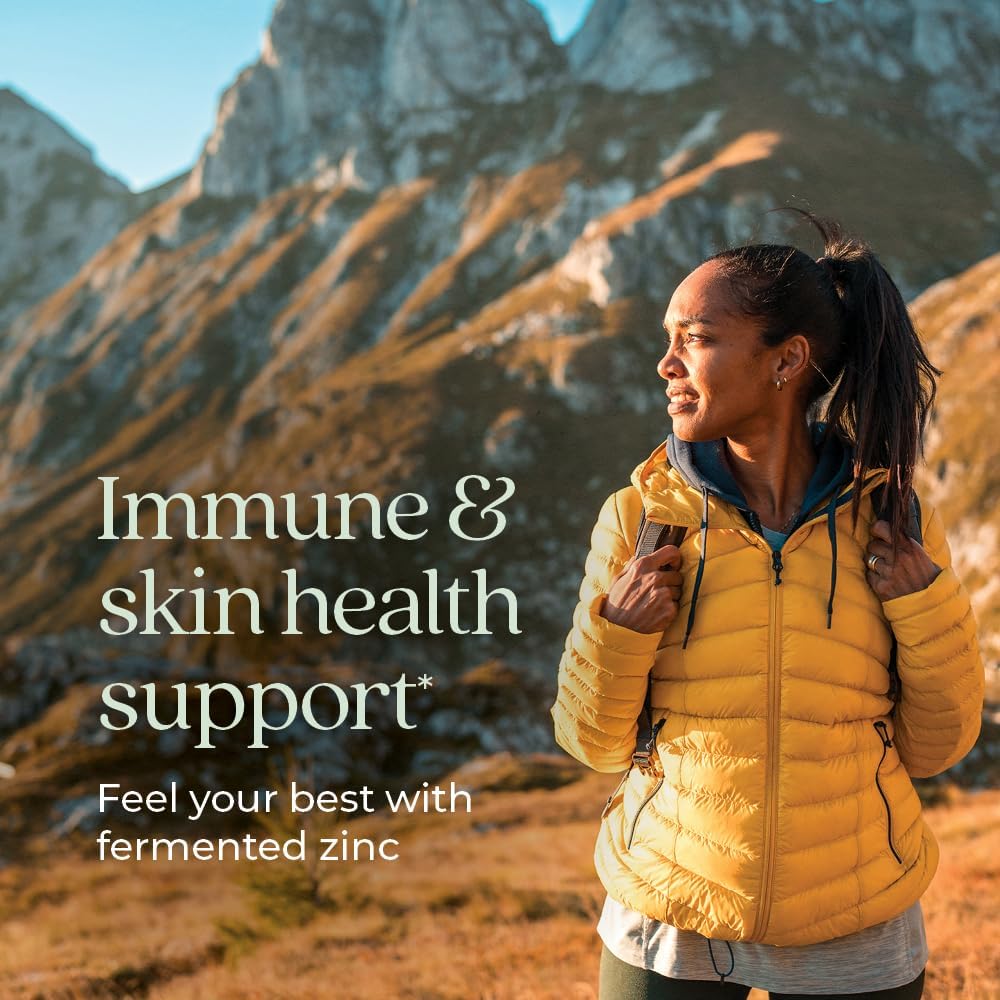 Fermented Zinc Complex Supplement for Immune Support & Skin Health - Mineral-Balancing Formula with Copper - 30 Count