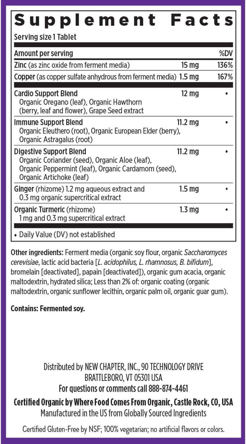 Fermented Zinc Complex Supplement for Immune Support & Skin Health - Mineral-Balancing Formula with Copper - 30 Count