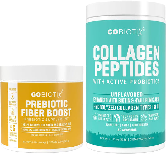 Fiber and Collagen Bundle for Hair, Skin, and Gut Support - 30 Servings of Collagen, 35 Servings of Fiber