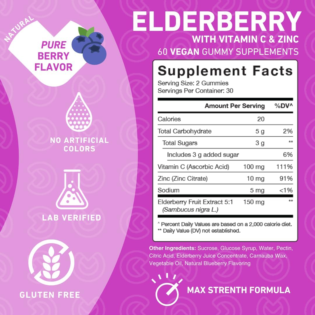 Fiber and Elderberry Gummies Bundle with Prebiotic Fiber and Immune Support Boost