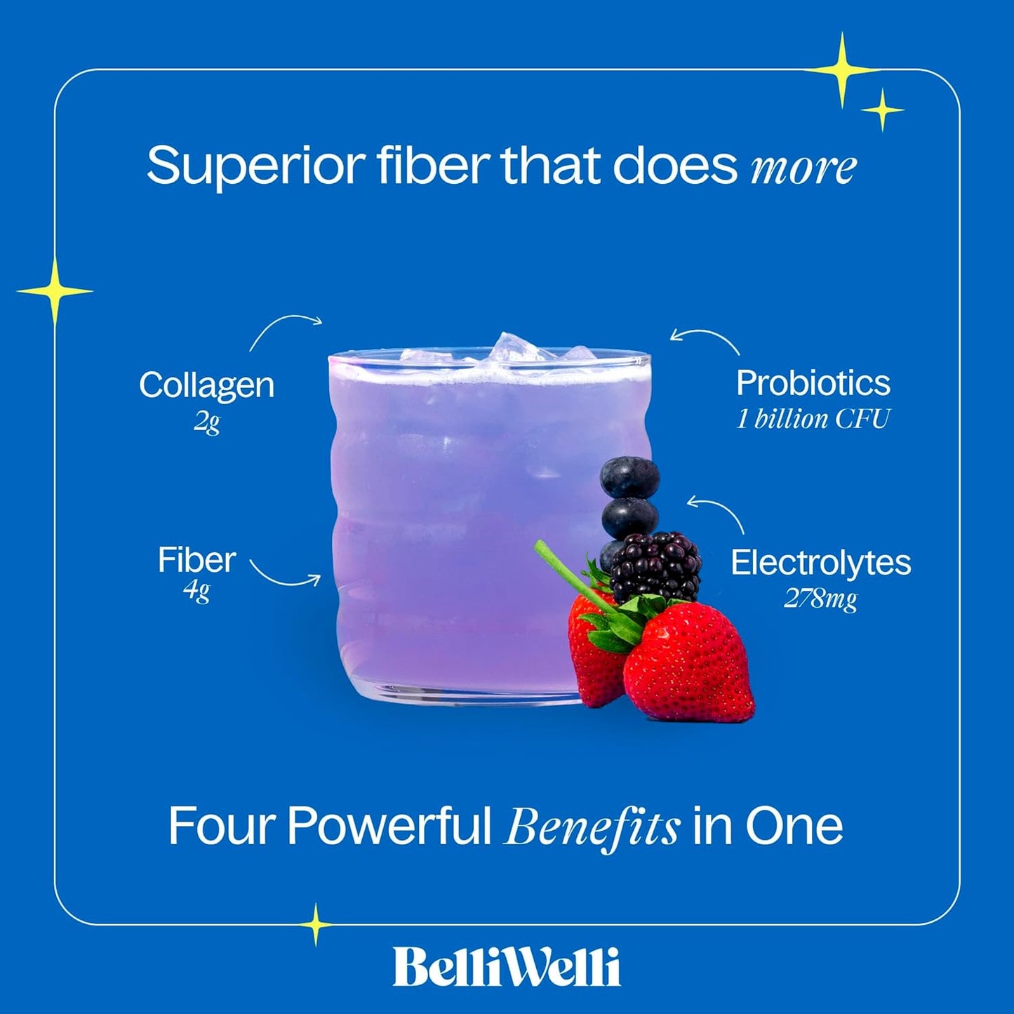 Fiber Supplement Bundle: Tropical Breeze & Wild Berry Flavors with Collagen, Probiotics, & Electrolytes for Digestion Support - 32 Servings