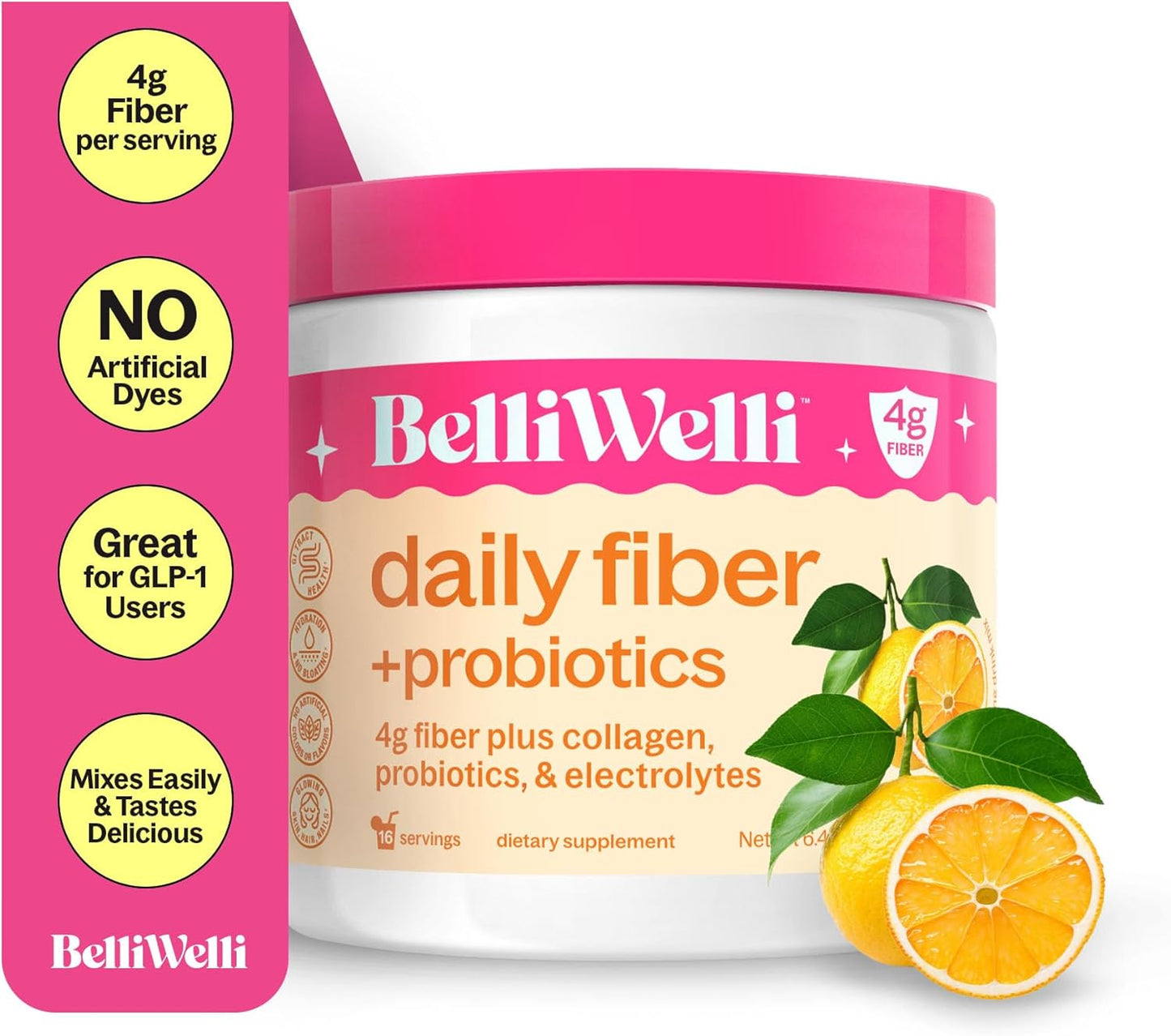 Fiber Supplement Bundle with Collagen, Probiotics, and Electrolytes in Peach Mango and Orange Yuzu Mandarin Flavors - 32 Servings for Digestive Support