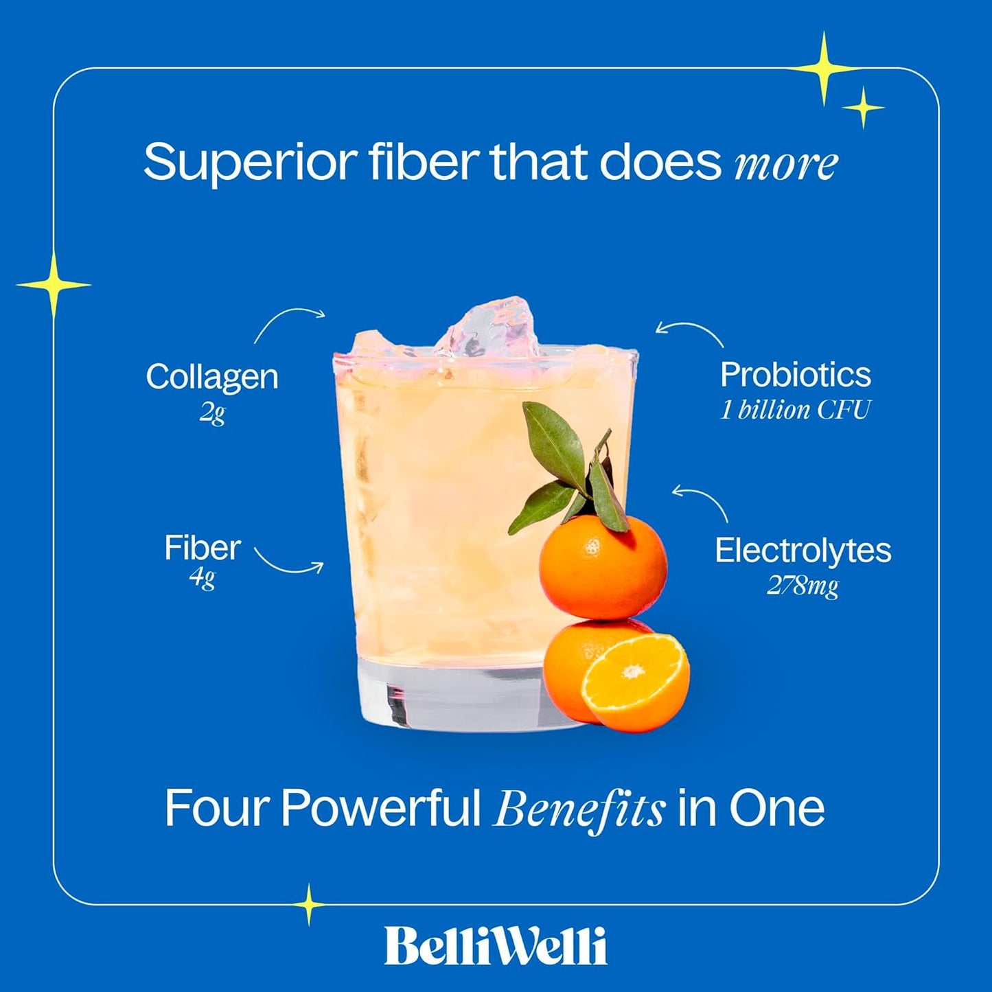 Fiber Supplement Bundle with Collagen, Probiotics, and Electrolytes in Peach Mango and Orange Yuzu Mandarin Flavors - 32 Servings for Digestive Support