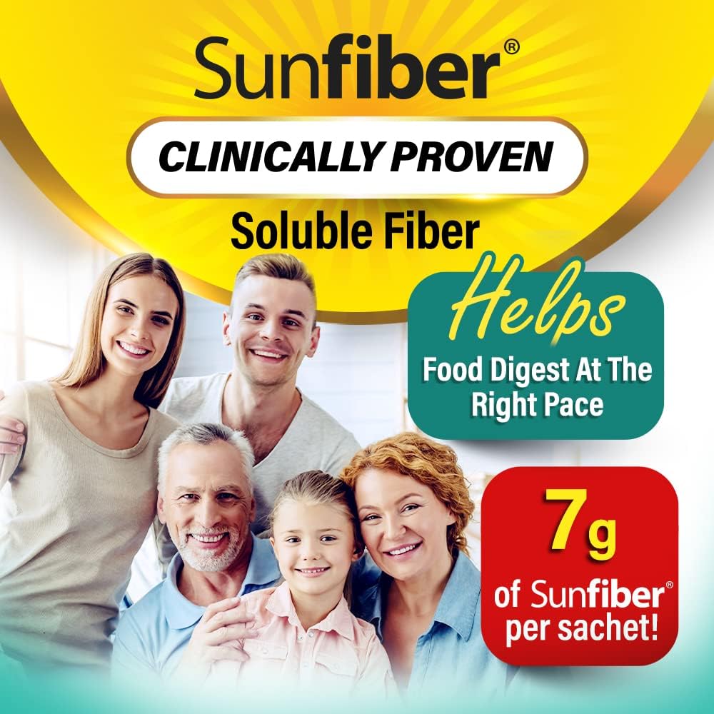 FiberGG Probiotic & Prebiotic Supplement with Lactobacillus Rhamnosus GG - 10 Billion CFU, 7g Sunfiber Fiber - 30 Sachets