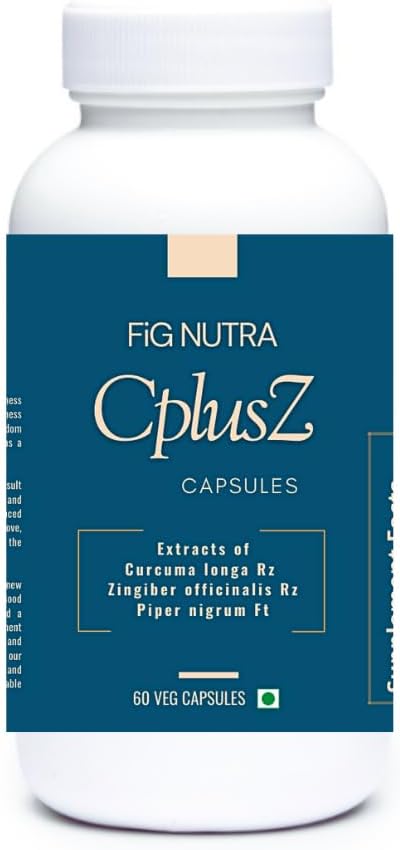 FiG Nutra CPlusZ: High Potency Curcumin with Black Pepper & Ginger Extracts - Joint & Metabolic Support - 60 Veg Capsules