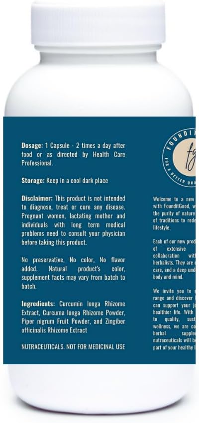 FiG Nutra CPlusZ: High Potency Curcumin with Black Pepper & Ginger Extracts - Joint & Metabolic Support - 60 Veg Capsules