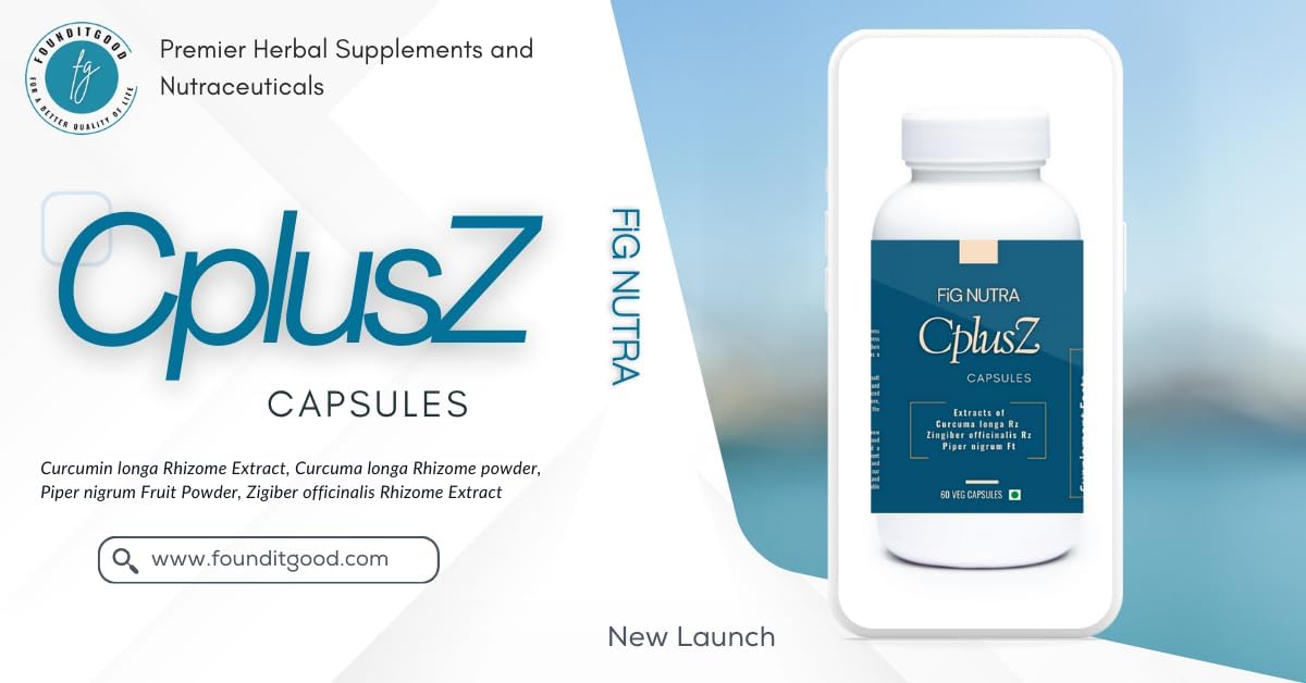 FiG Nutra CPlusZ: High Potency Curcumin with Black Pepper & Ginger Extracts - Joint & Metabolic Support - 60 Veg Capsules
