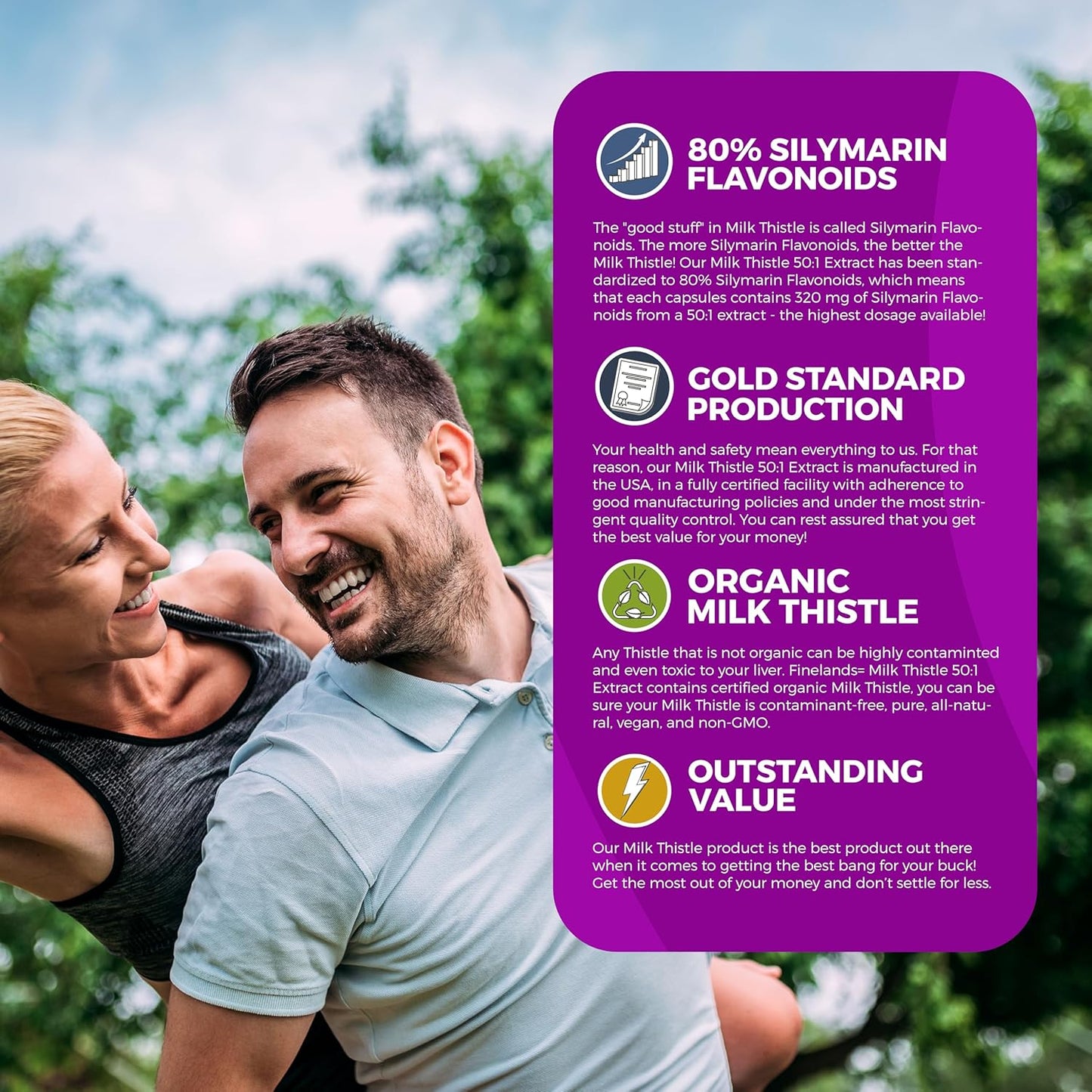 FineLand Milk Thistle Silymarin Extract 20,000mg Capsules - Liver Cleanse Detox & Support Supplement - Antioxidant - 120 Veggie Caps - 4 Months Supply - Vegan & Natural