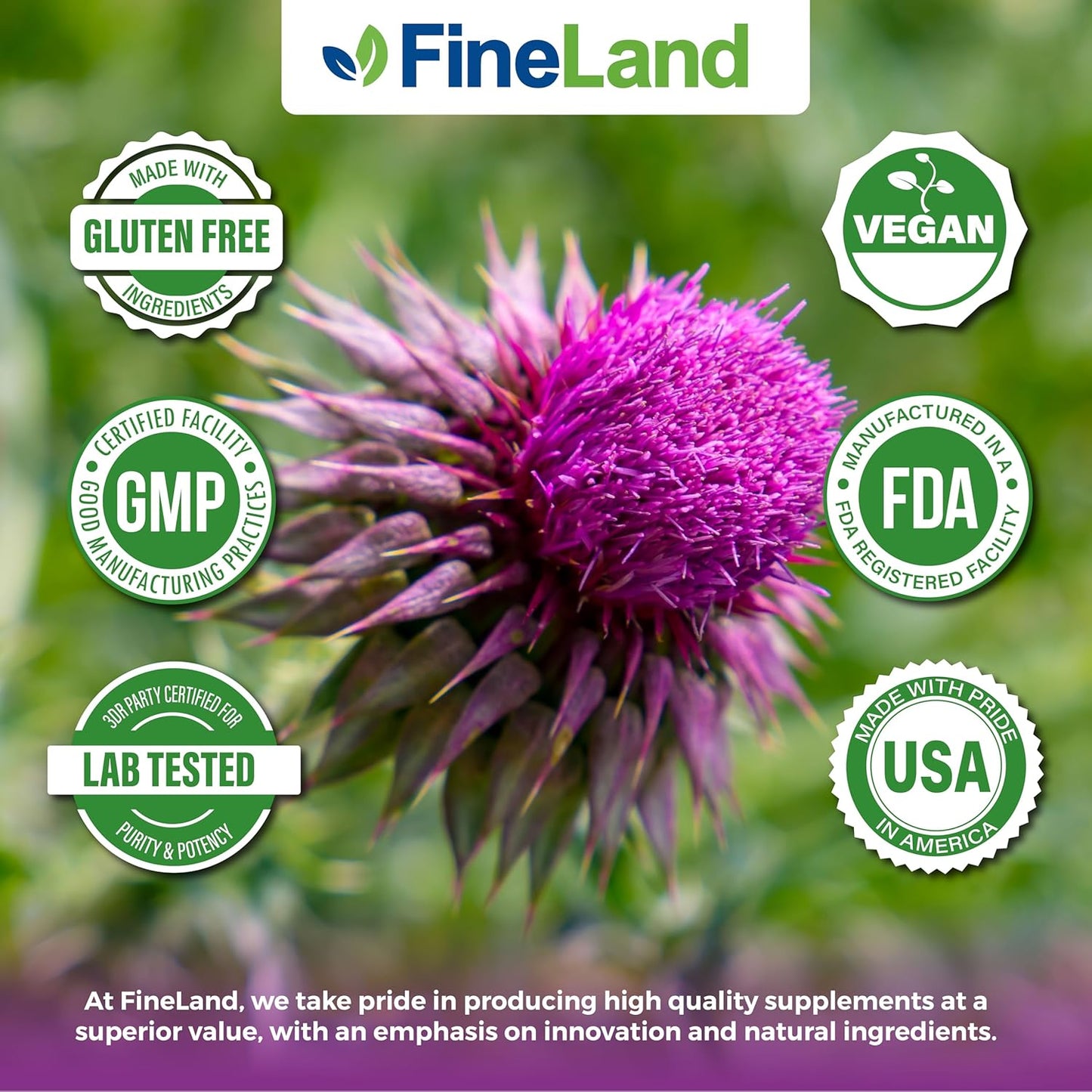 FineLand Milk Thistle Silymarin Extract 20,000mg Capsules - Liver Cleanse Detox & Support Supplement - Antioxidant - 120 Veggie Caps - 4 Months Supply - Vegan & Natural