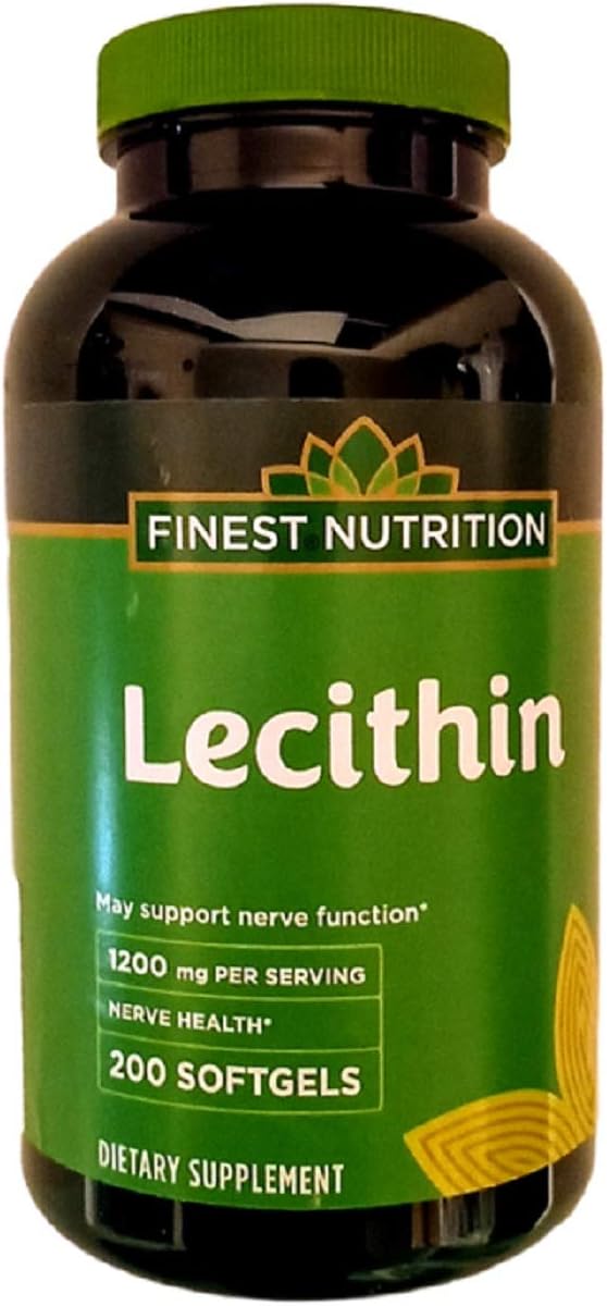 Finest Nutrition Lecithin 1200mg Softgels - 200 Count - High-Quality Dietary Supplement