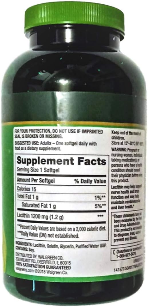 Finest Nutrition Lecithin 1200mg Softgels - 200 Count - High-Quality Dietary Supplement