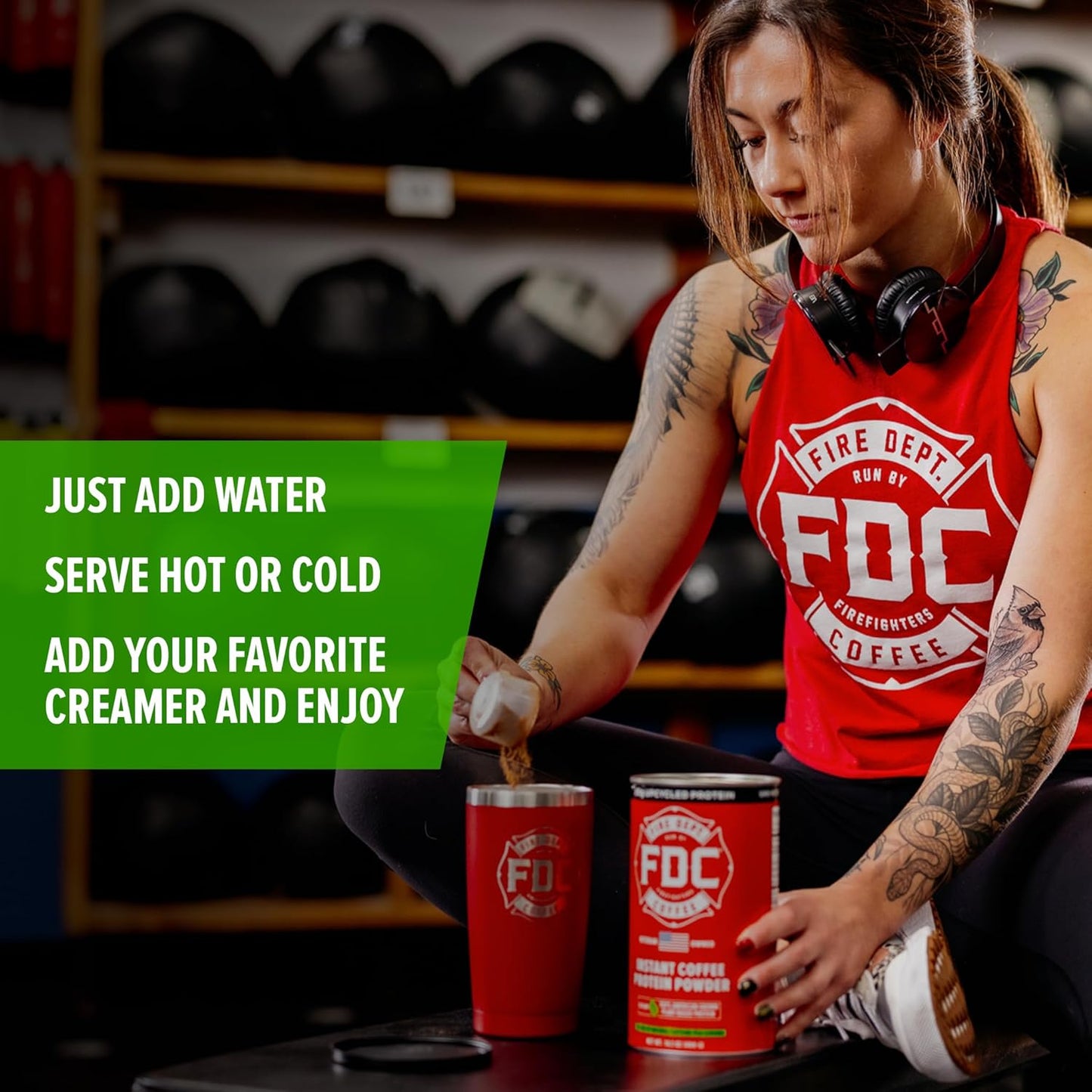 Fire Department Coffee Instant Plant-Based Protein Powder - Supports Firefighters - Upcycled Barley Protein - 100% American-Grown - 14.1 oz Can