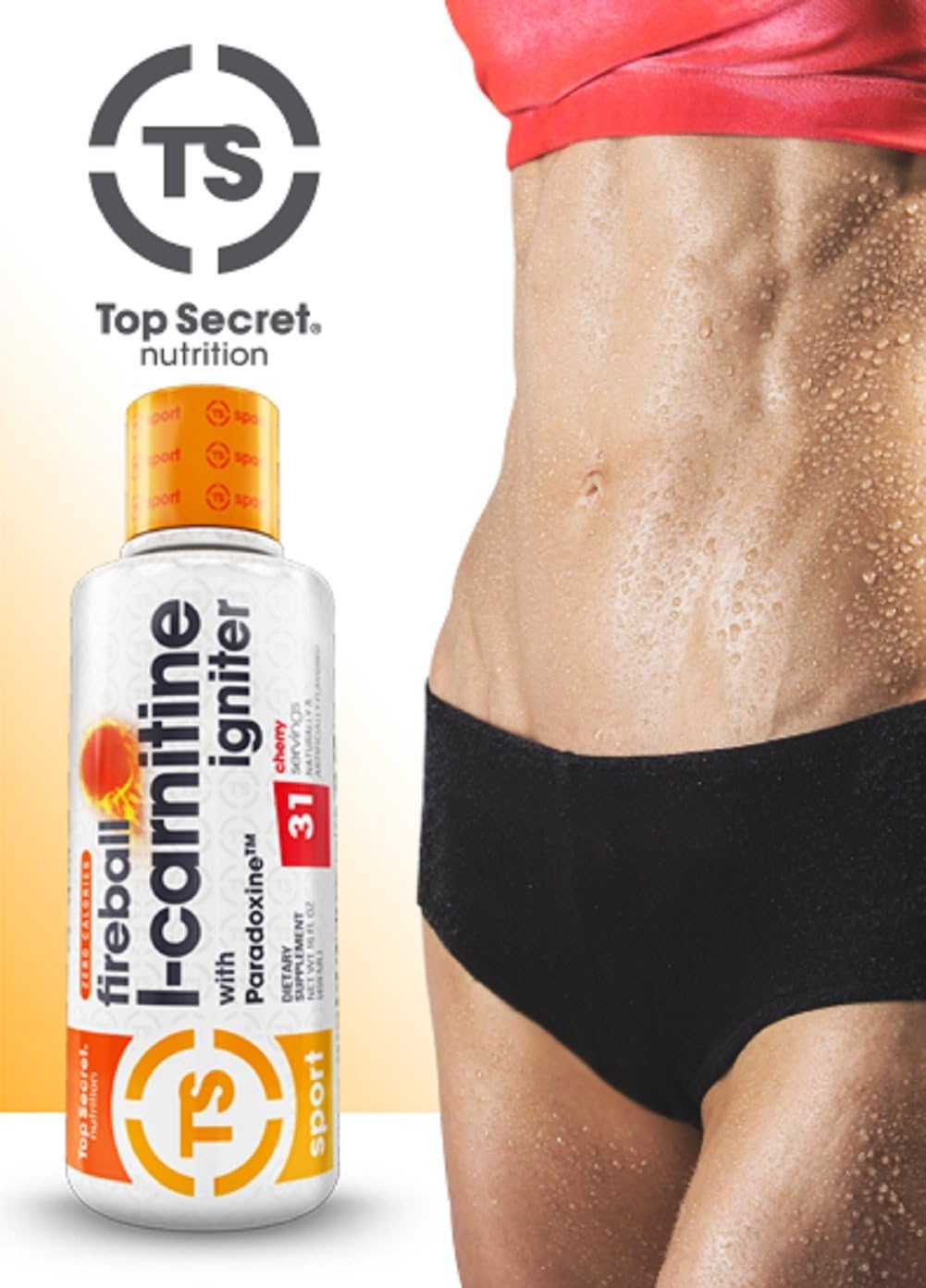 Fireball L-Carnitine Liquid with Paradoxine and Cherry Flavor - Top Secret Nutrition - 16 Ounce Bottle