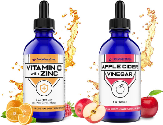 FIREWATERSTAR Liquid Vitamin C with Zinc and Apple Cider Vinegar Bundle - Health Supplements