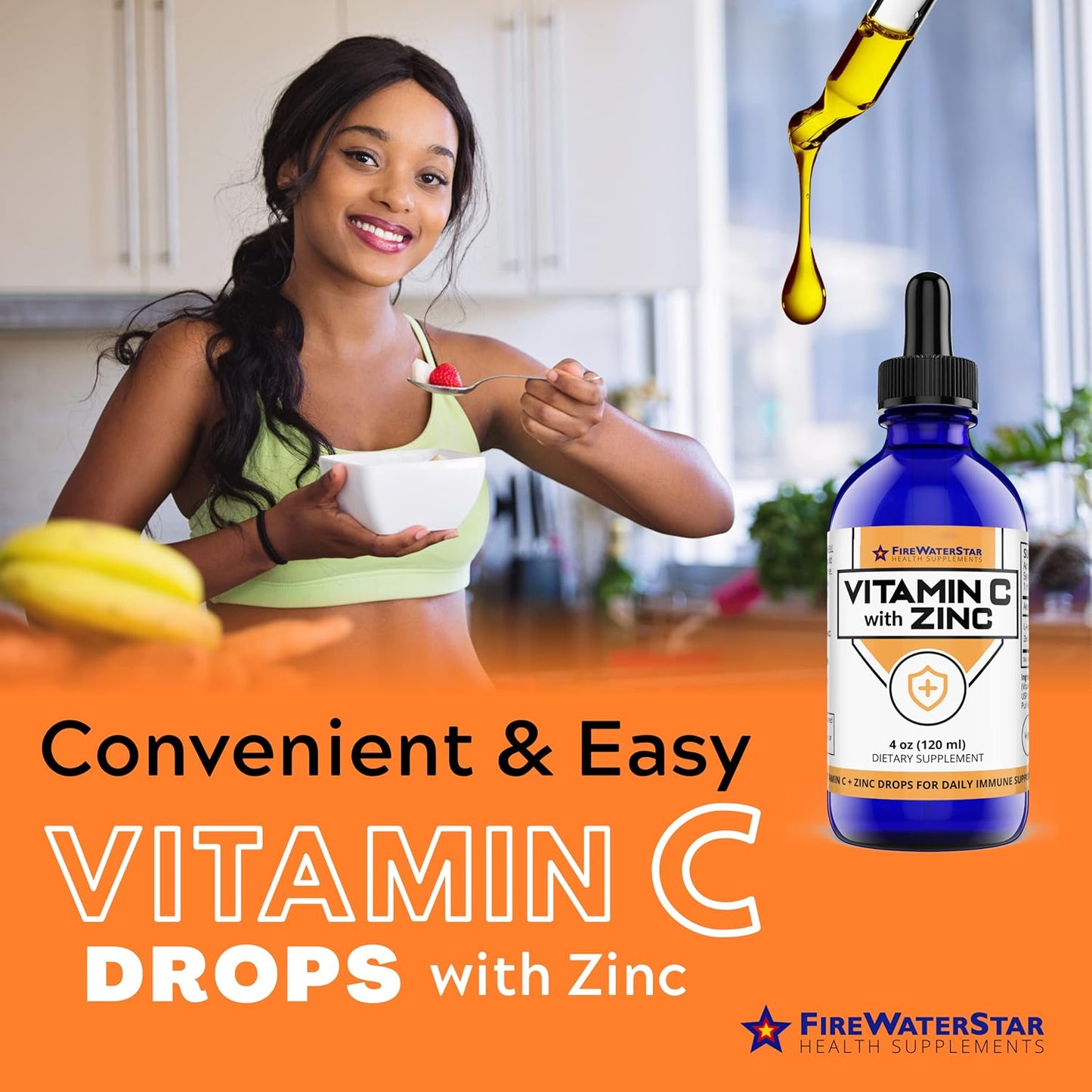FIREWATERSTAR Liquid Vitamin C with Zinc and Apple Cider Vinegar Bundle - Health Supplements