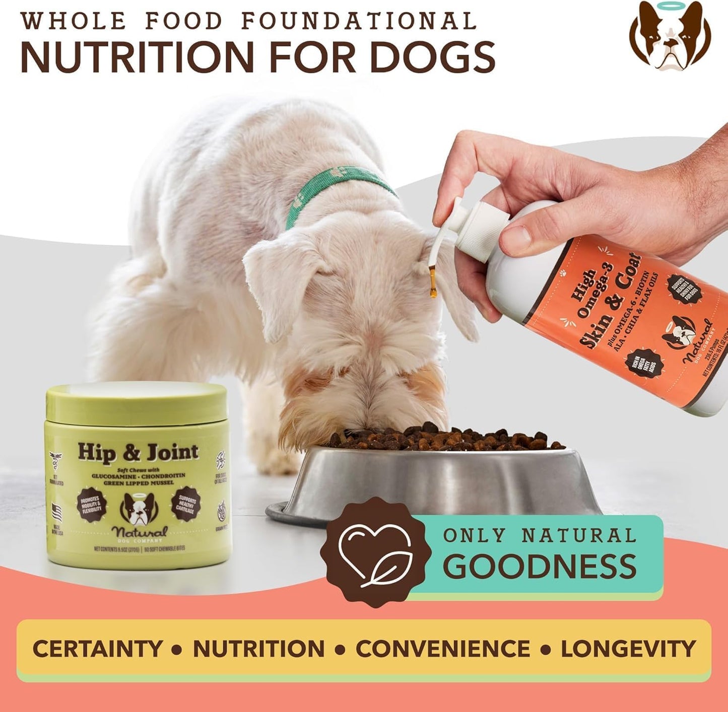 Fish Oil Supplements for Dogs - Skin and Coat Oil, 2 Pack 16 oz. Bottles, Supports Skin Health, Fatty Acids, Antioxidants, Large Breed and Multi Dog Families, 32 oz. Value Pack