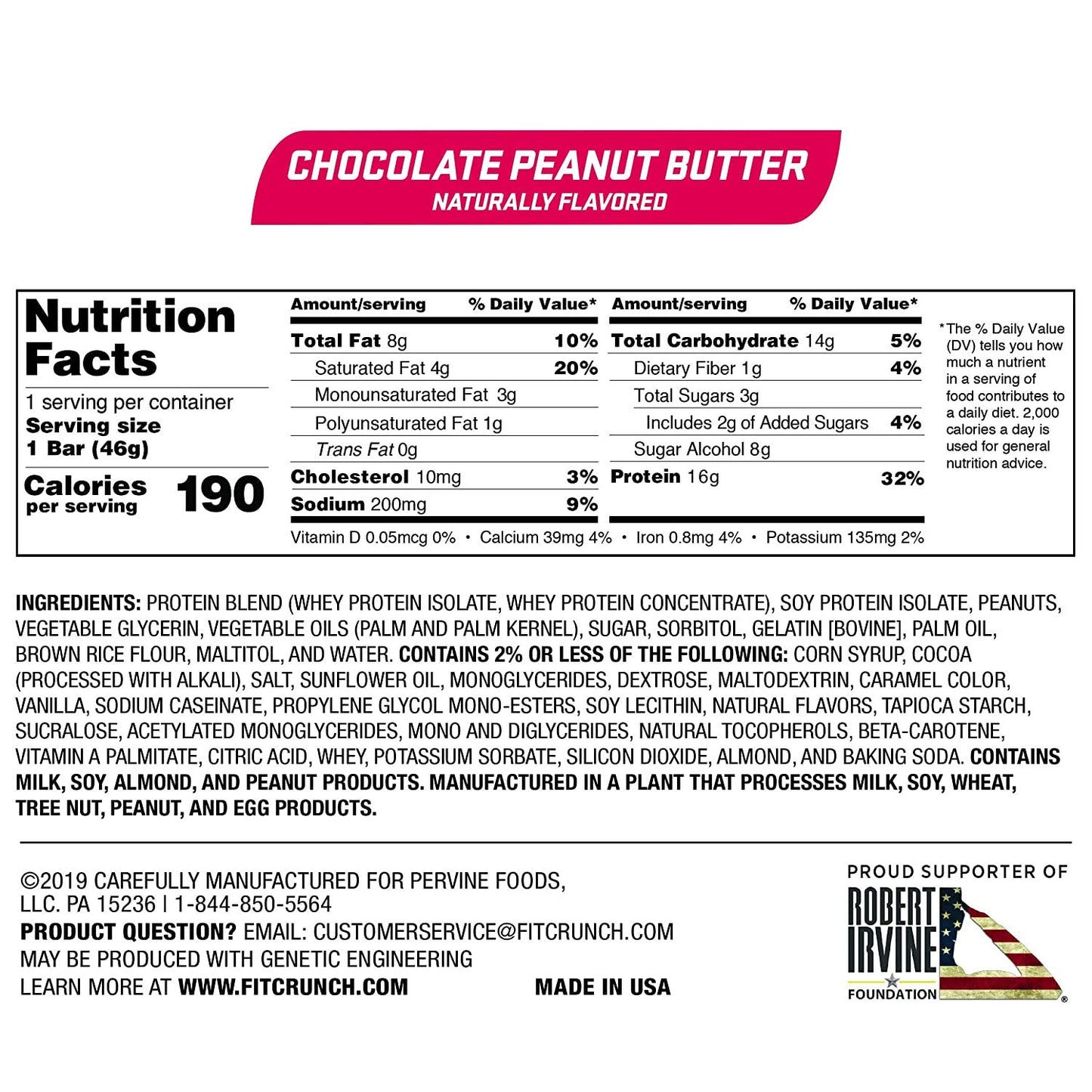 Fit Crunch Protein Bars Snack Size Value Pack - Gluten Free Whey Protein Bars (Peanut Butter, 20 Bars)