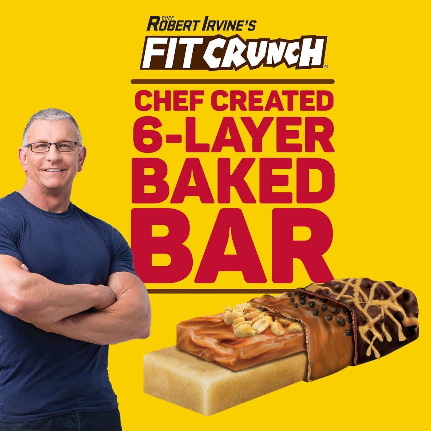 Fit Crunch Protein Bars Snack Size Value Pack - Gluten Free Whey Protein Bars (Peanut Butter, 20 Bars)