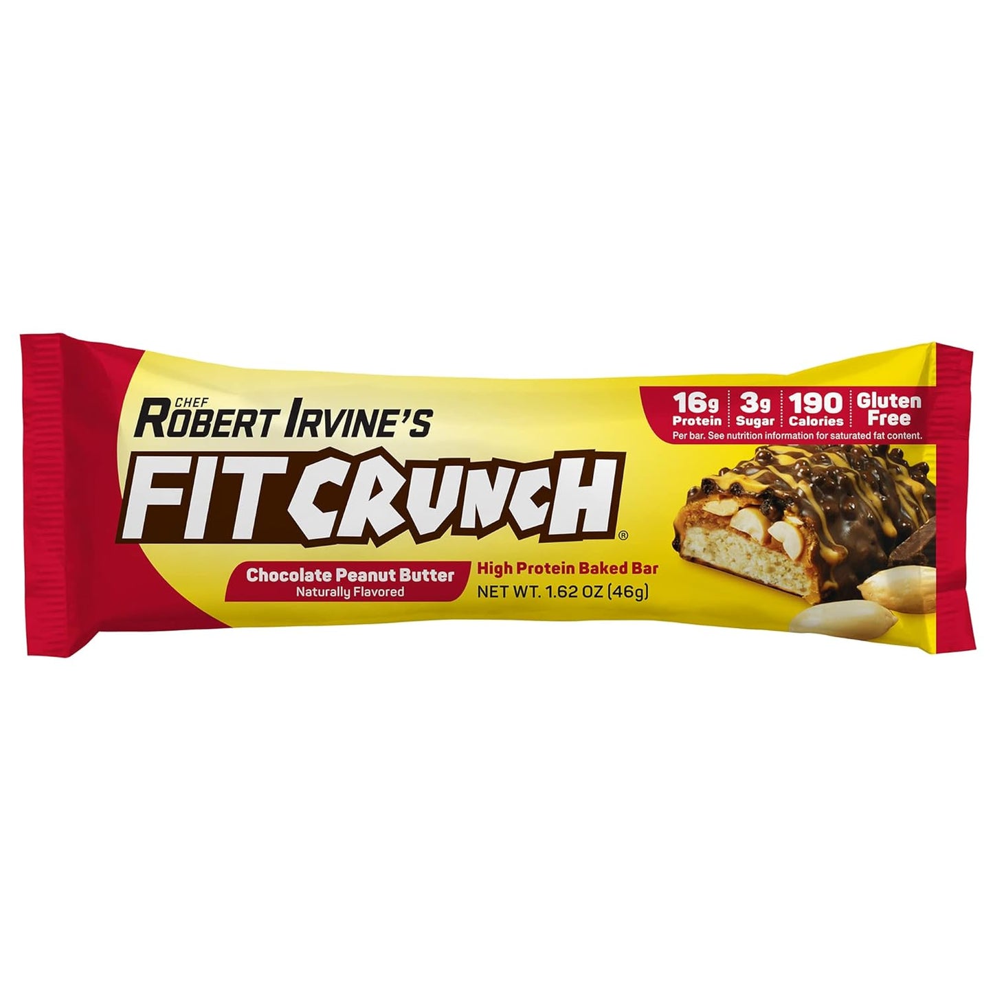 Fit Crunch Protein Bars Snack Size Value Pack - Gluten Free Whey Protein Bars (Peanut Butter, 20 Bars)