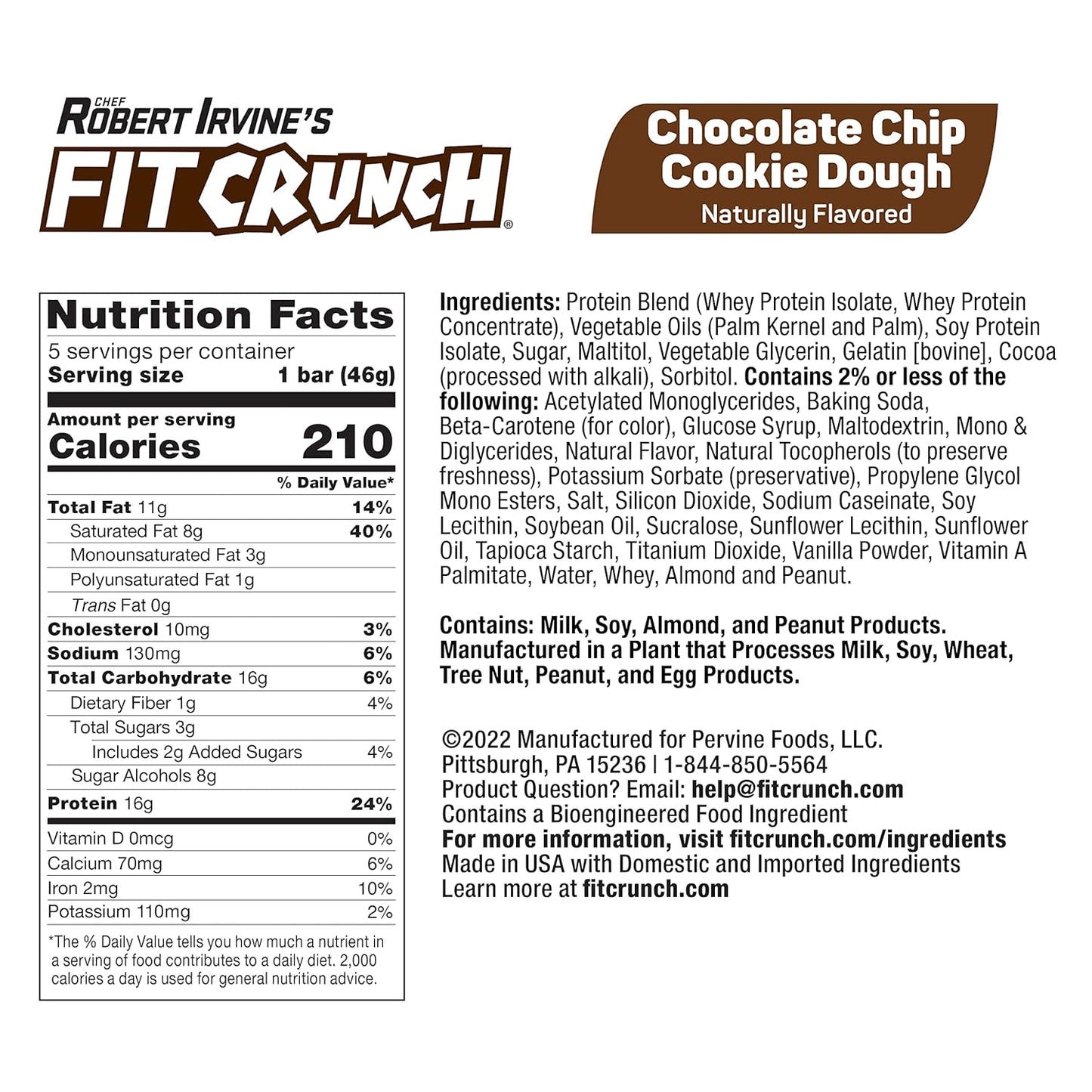 Fit Crunch Snack Size Protein Bars - 6-Layer Baked Bars with Soft Cake Core, 3g Sugar, Gluten Free (9 Bars, Chocolate Chip Cookie Dough)