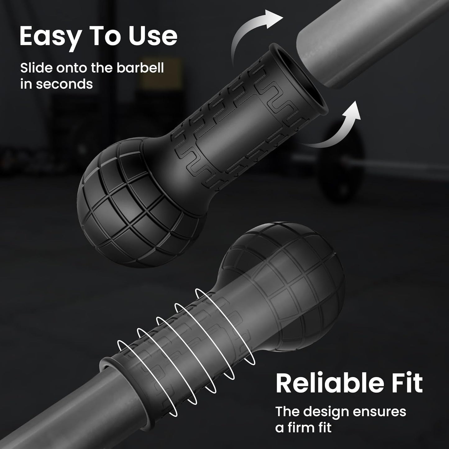 Fit & Focused Rubber Barbell Bomb with Handle Grip - Landmine Attachment for Barbell, Suitable for Rows, Squats, Press, and More (Fits 2'' Olympic Bars)