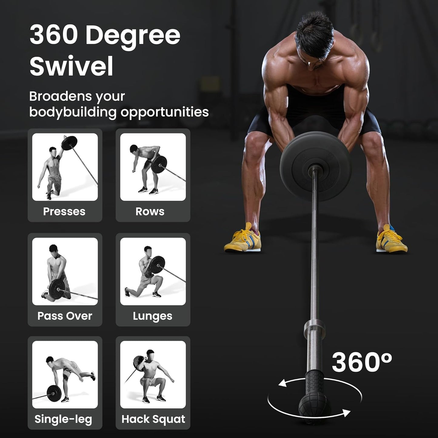 Fit & Focused Rubber Barbell Bomb with Handle Grip - Landmine Attachment for Barbell, Suitable for Rows, Squats, Press, and More (Fits 2'' Olympic Bars)