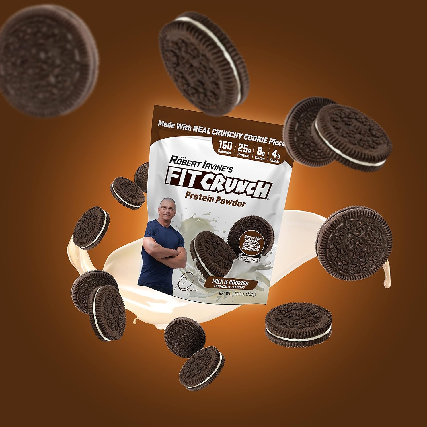 FITCRUNCH Tri-Blend Whey Protein: Keto Friendly, Low Calorie, High Protein Shake (18 Servings, Milk & Cookies Flavor)