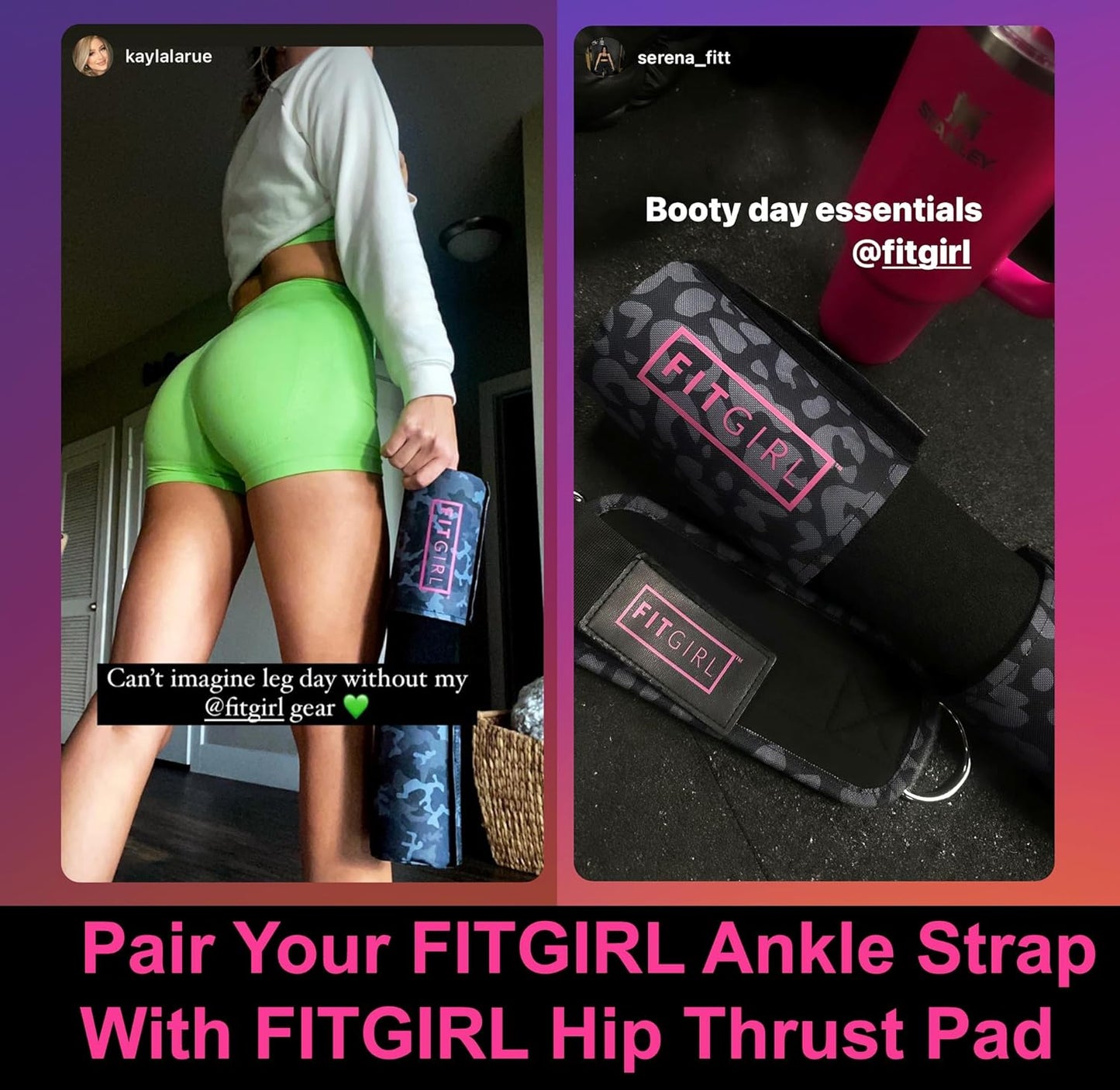 FITGIRL Ankle Strap for Cable Machines - Home & Gym Workout Cuff Attachment for Glute Workouts, Kickbacks, Leg Extensions, Hip Abductors