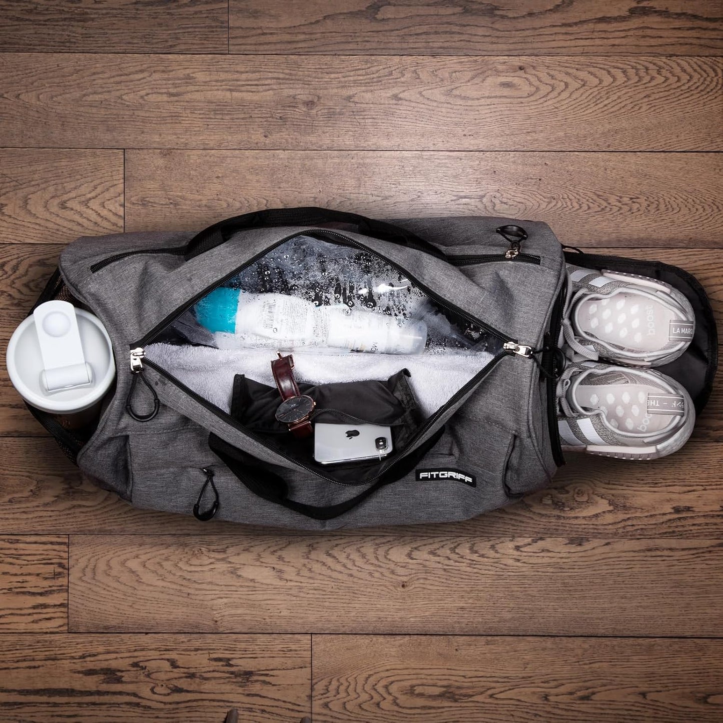 Fitgriff® Unisex Gym Duffle Bag with Shoe & Wet Compartment - Ideal for Travel, Sports, Fitness & Workouts