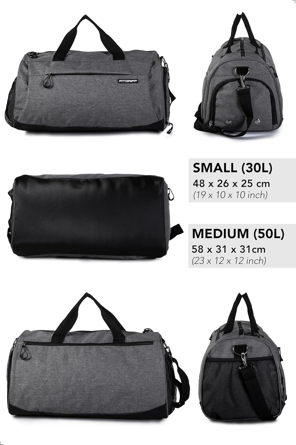 Fitgriff® Unisex Gym Duffle Bag with Shoe & Wet Compartment - Ideal for Travel, Sports, Fitness & Workouts