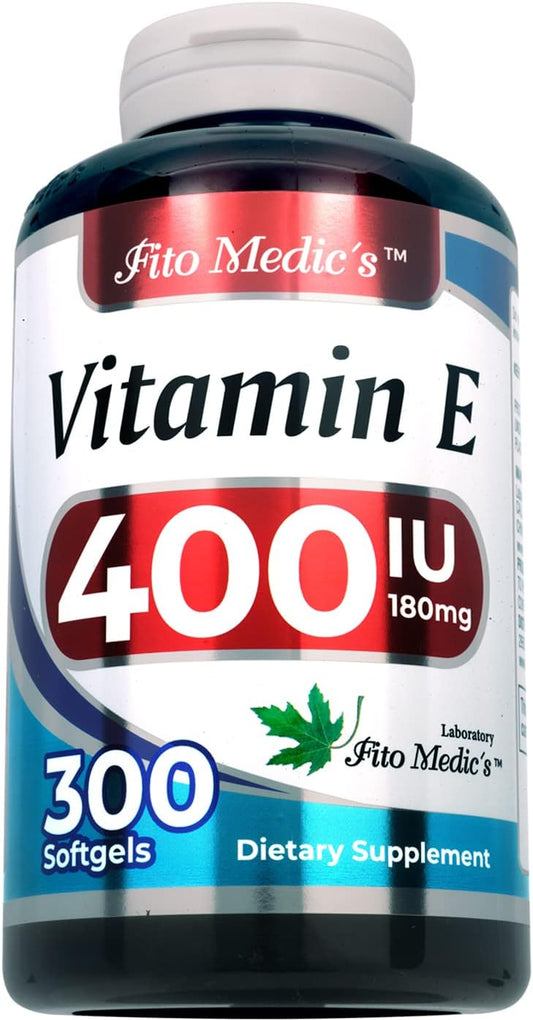 FITO MEDIC'S Lab - 400 IU Vitamin E Softgels for Antioxidant Support - High Absorption Pure Vitamin E Oil - 300 Capsules.