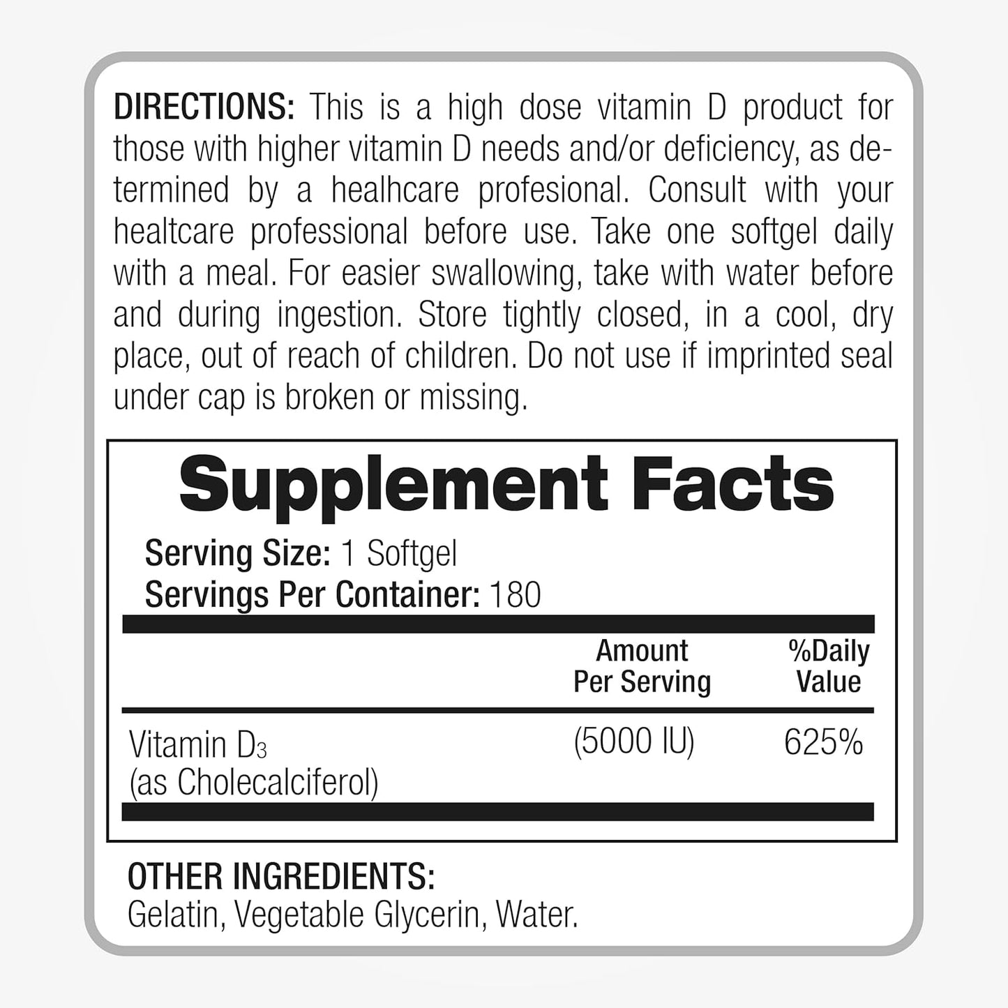 FITO MEDIC'S Lab - Vitamin D3 Softgels for Bone, Teeth, Muscle & Immune Health - 360 Capsules, 5000 IU - High Absorption Formula - BoostGo Australia