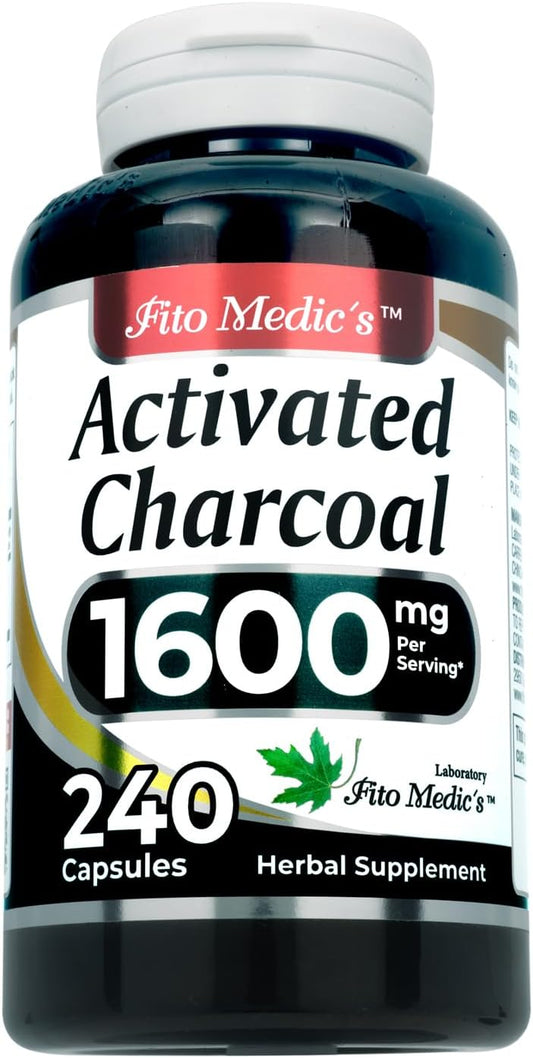 FITO MEDIC'S Lab Activated Charcoal Pills 1600mg 240 Capsules Ultra High Absorption