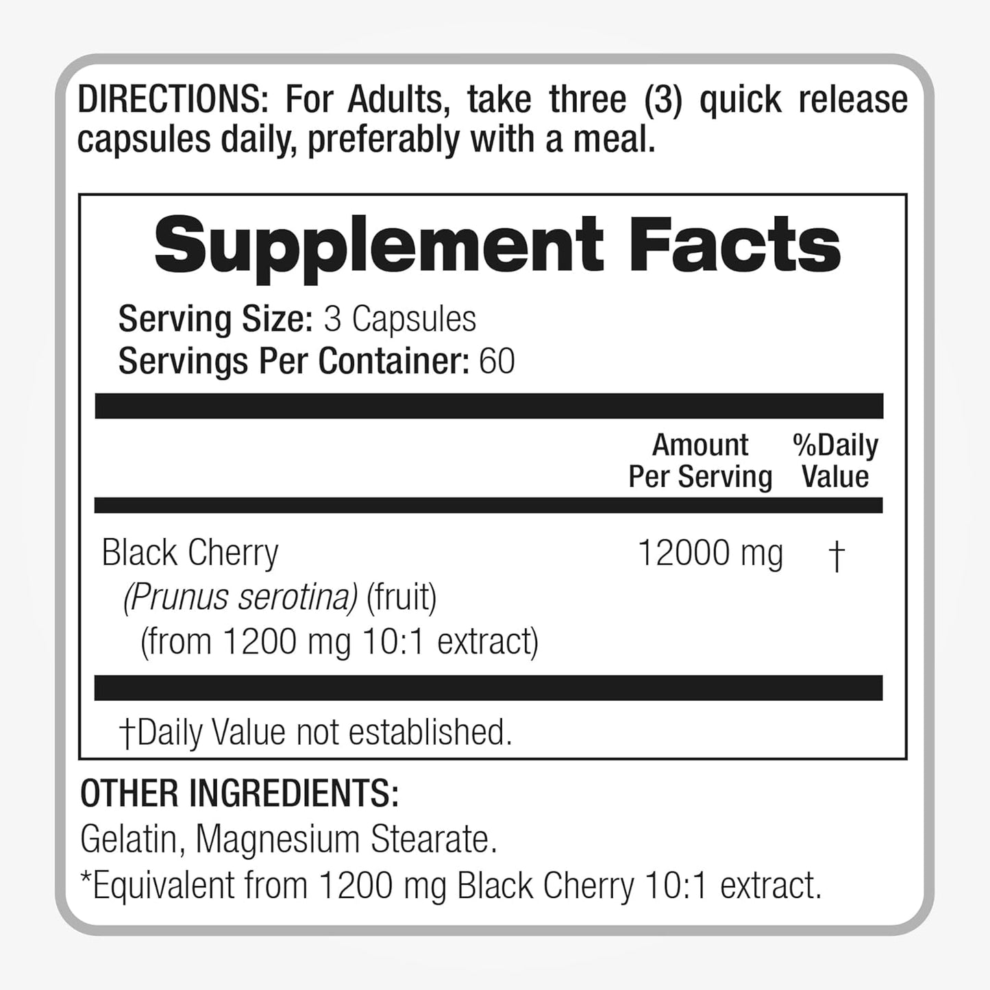 FITO MEDIC'S Lab Black Cherry Extract Capsules - 180 Capsules, 12000mg - High Absorption Cherry Supplement