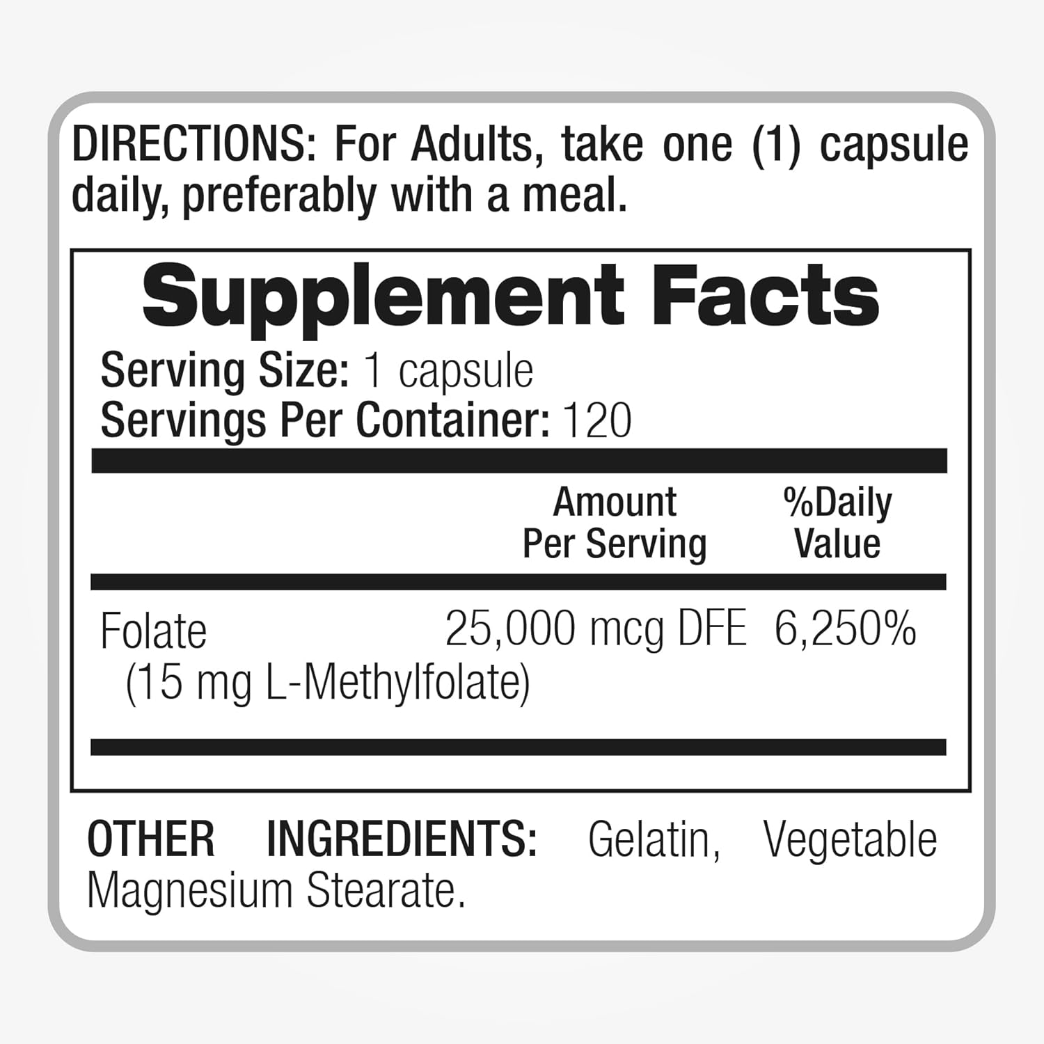 FITO MEDIC'S Lab Methylfolate Supplement 15 mg - 120 Capsules for Ultra High Absorption | Folate Vitamin | MTHFR Support