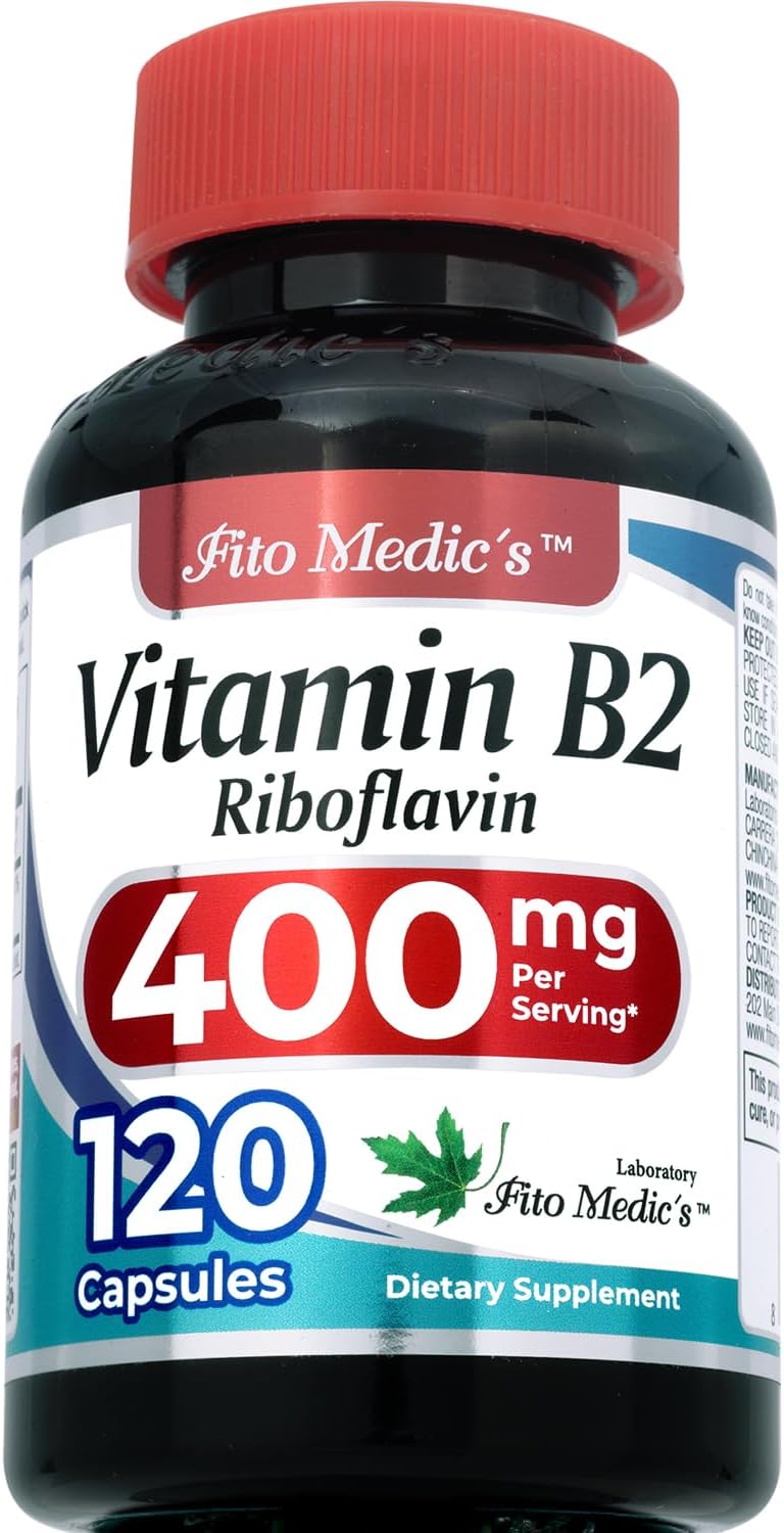 FITO MEDIC'S Lab Vitamin B2 400mg Capsules for Ultra High Absorption | Riboflavin Supplement 120 ct