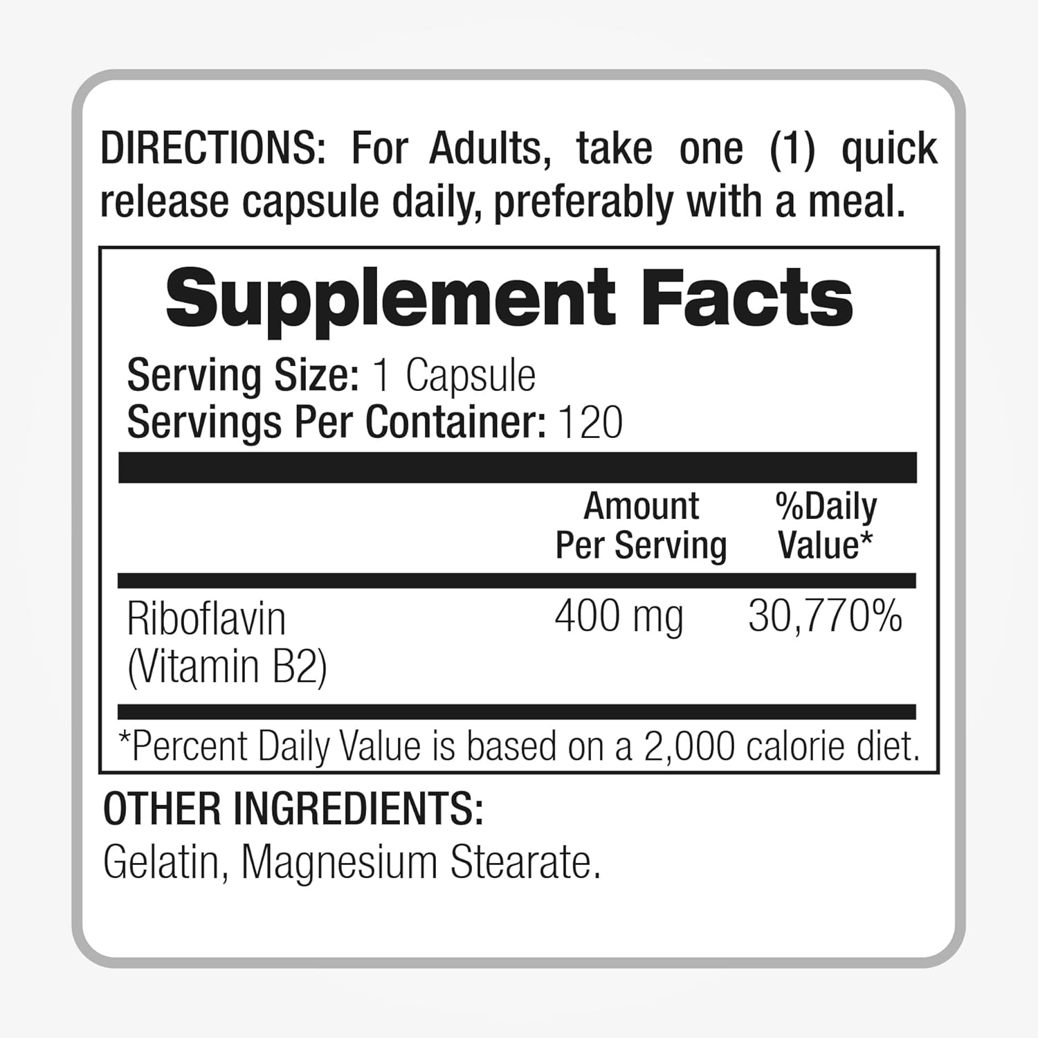 FITO MEDIC'S Lab Vitamin B2 400mg Capsules for Ultra High Absorption | Riboflavin Supplement 120 ct