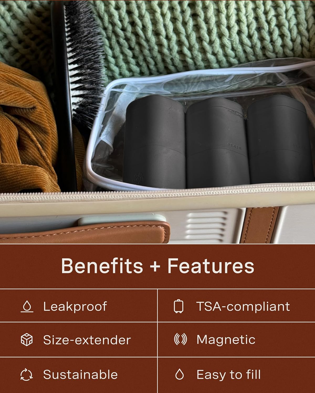 Flex Capsule Container Cadence Extender - 3 Pack Add-On for 1.43 Fl Oz - Charcoal Gray