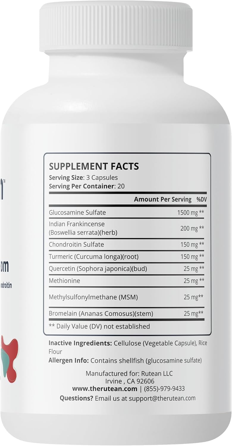 Flex Your Freedom Joint Support Supplement with Glucosamine, Boswellia, Chondroitin, MSM, Turmeric - 60 Capsules for Bone, Back, and Knee Relief