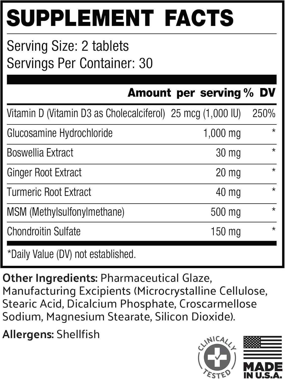 Flexify Joint Supplement with Glucosamine, Chondroitin, Turmeric, MSM, Boswellia, D3, and Ginger Root