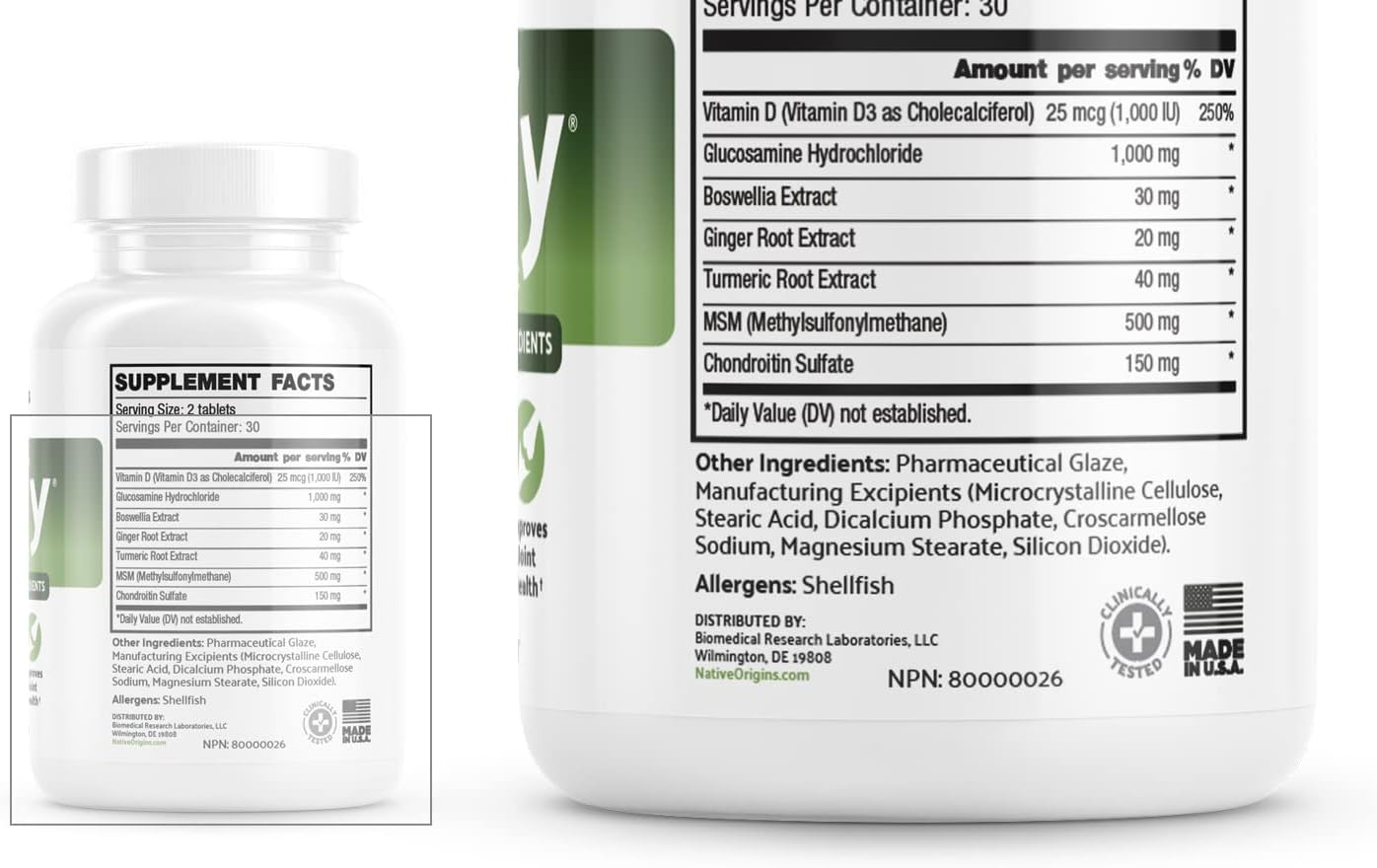 Flexify Joint Supplement with Glucosamine, Chondroitin, Turmeric, MSM, Boswellia, D3, and Ginger Root